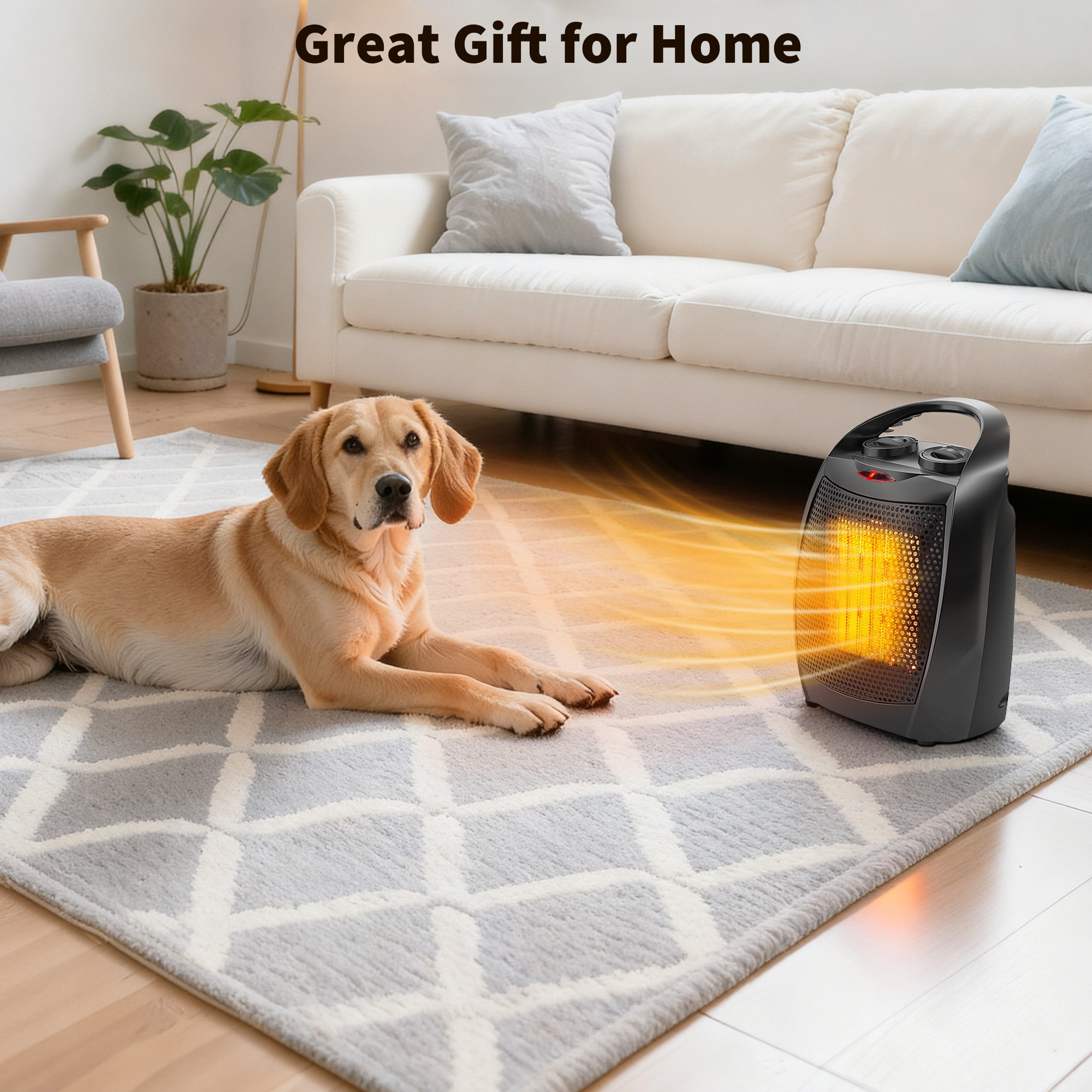 1500W/750W Ceramic Space Heater with Thermostat Fan Overheat Protection Office - Produktbild 2