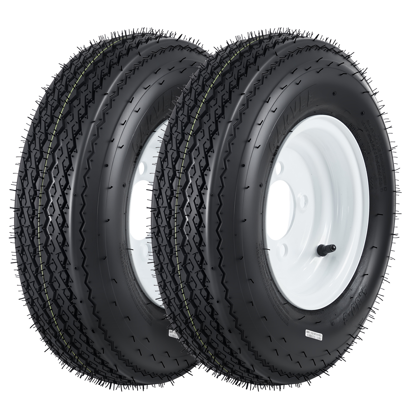 Pair ST175/80D13 Trailer Tire Wheel Assembly 5 Lug Load Range C 6PR White Spoke