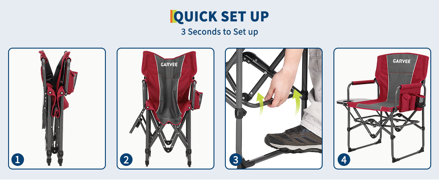Installation rapide en trois secondes du fauteuil Garvee
