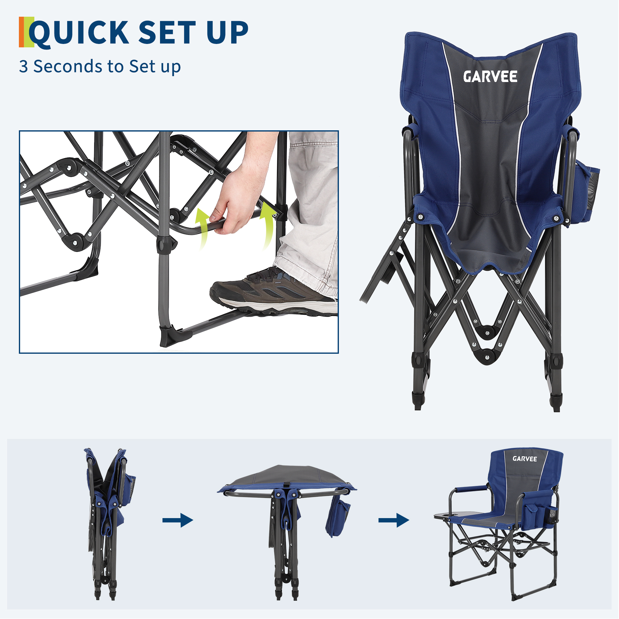 2 Pack Portable Camping Chair Heavy Duty Folding Chair w/ Cup Holder Oversized