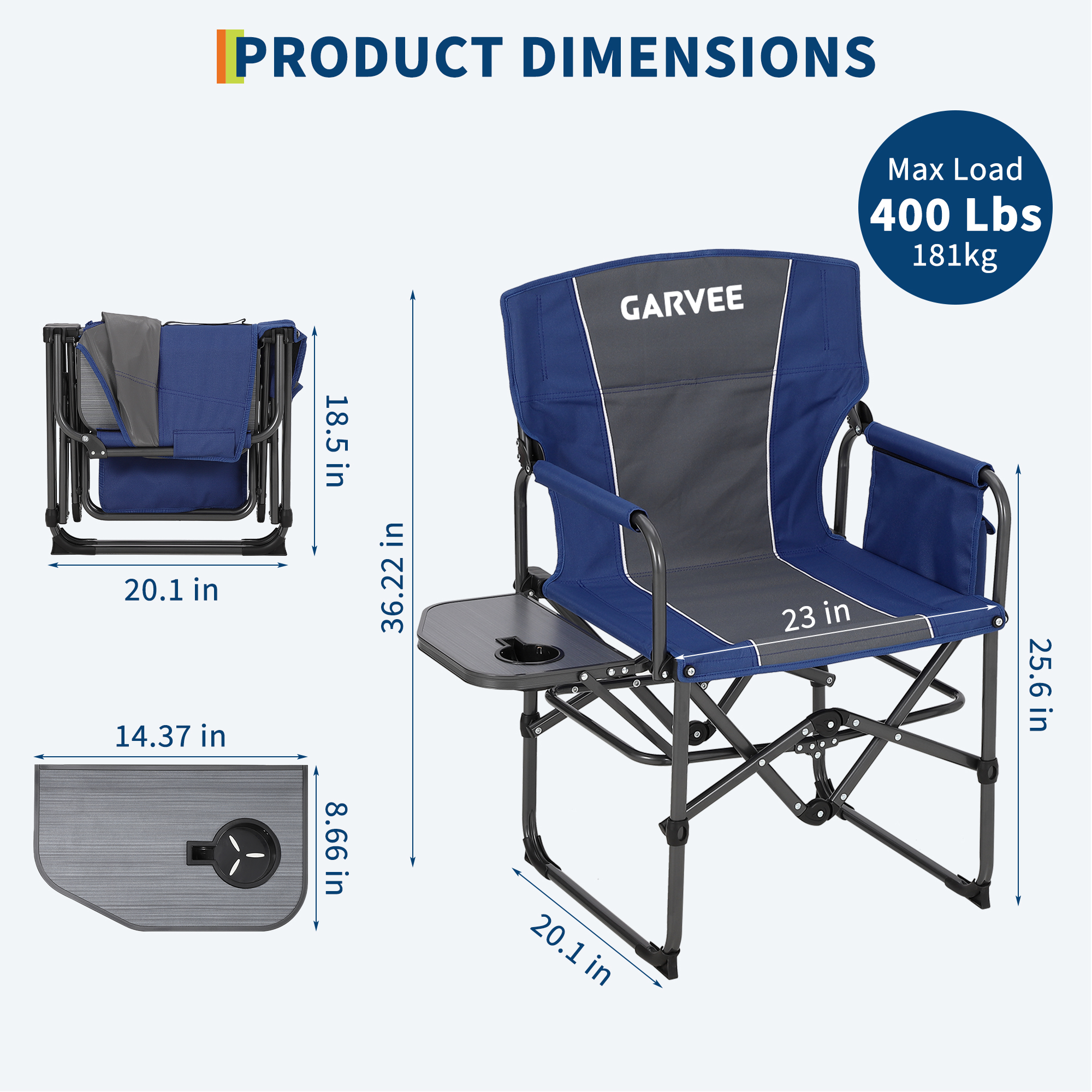 2 Pack Portable Camping Chair Heavy Duty Folding Chair w/ Cup Holder Oversized