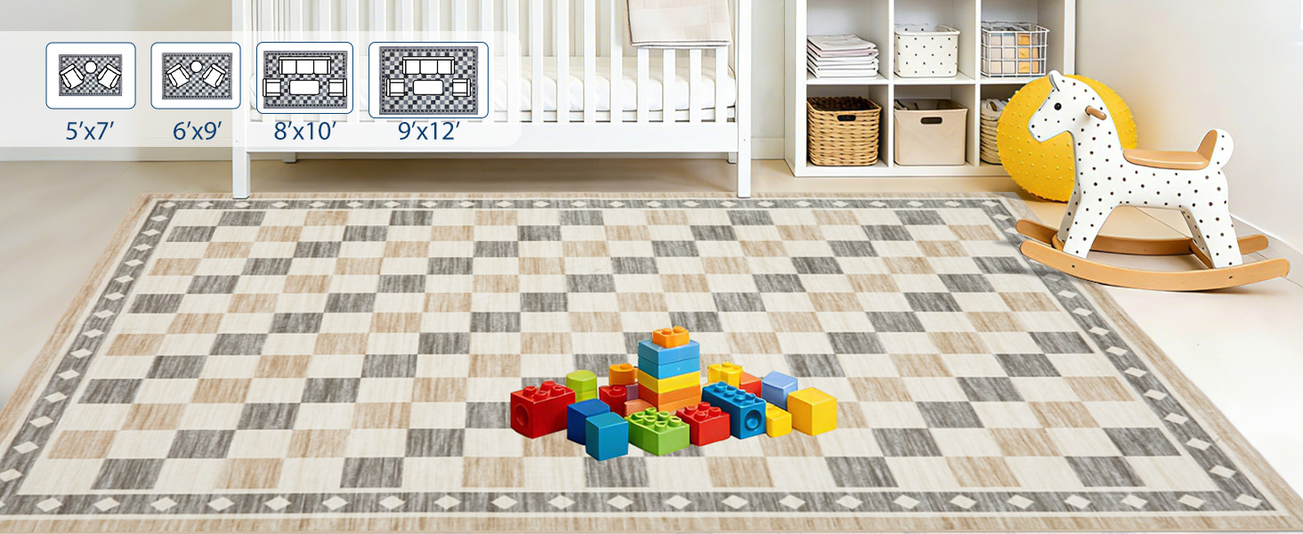 Garvee Checkered Area Rug - Bedroom