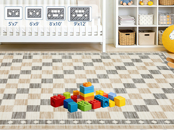 Garvee Checkered Area Rug - Living Room