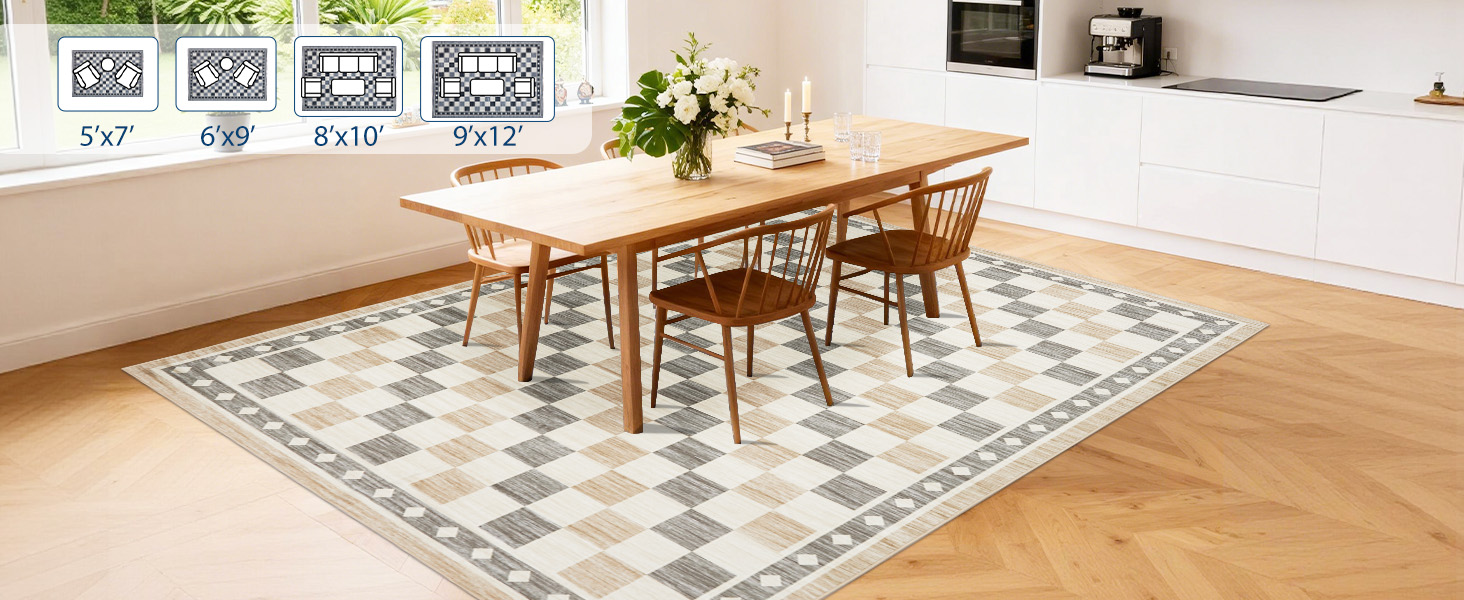 Garvee Checkered Area Rug - Soft Texture