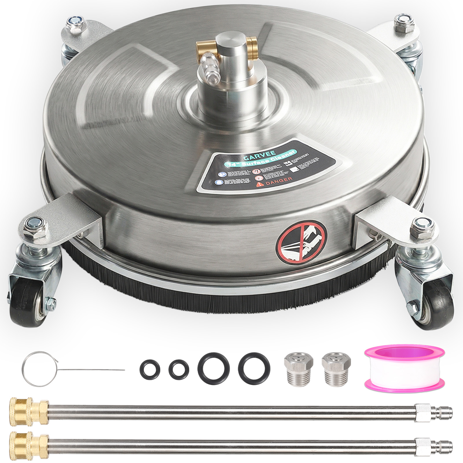 14″ Pressure Washer Surface Cleaner Stainless Steel 4 Wheels