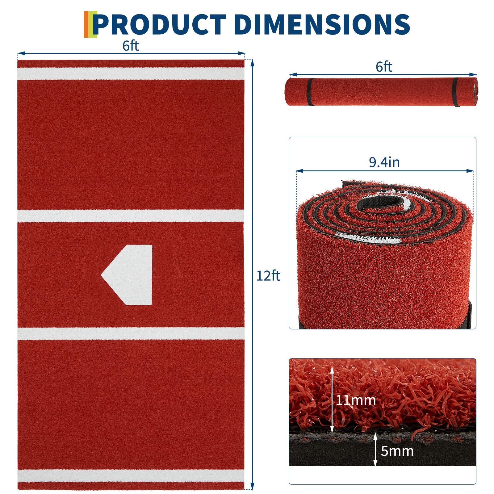 Batting Mat Baseball Hitting Mat Baseball Batting Cage Mat Turf Batters Box Mat