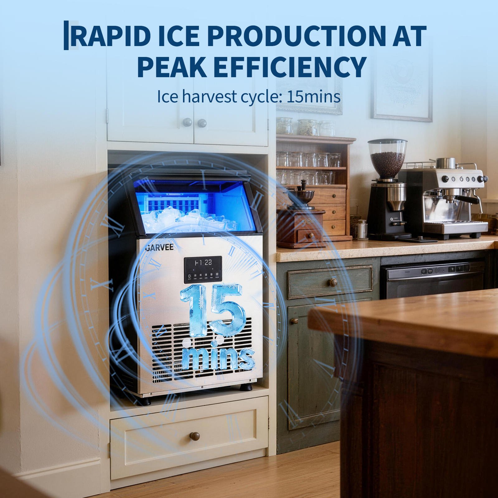 150LBS/24H Under Counter Ice Maker Machine with 40LBS Storage, Stainless Steel