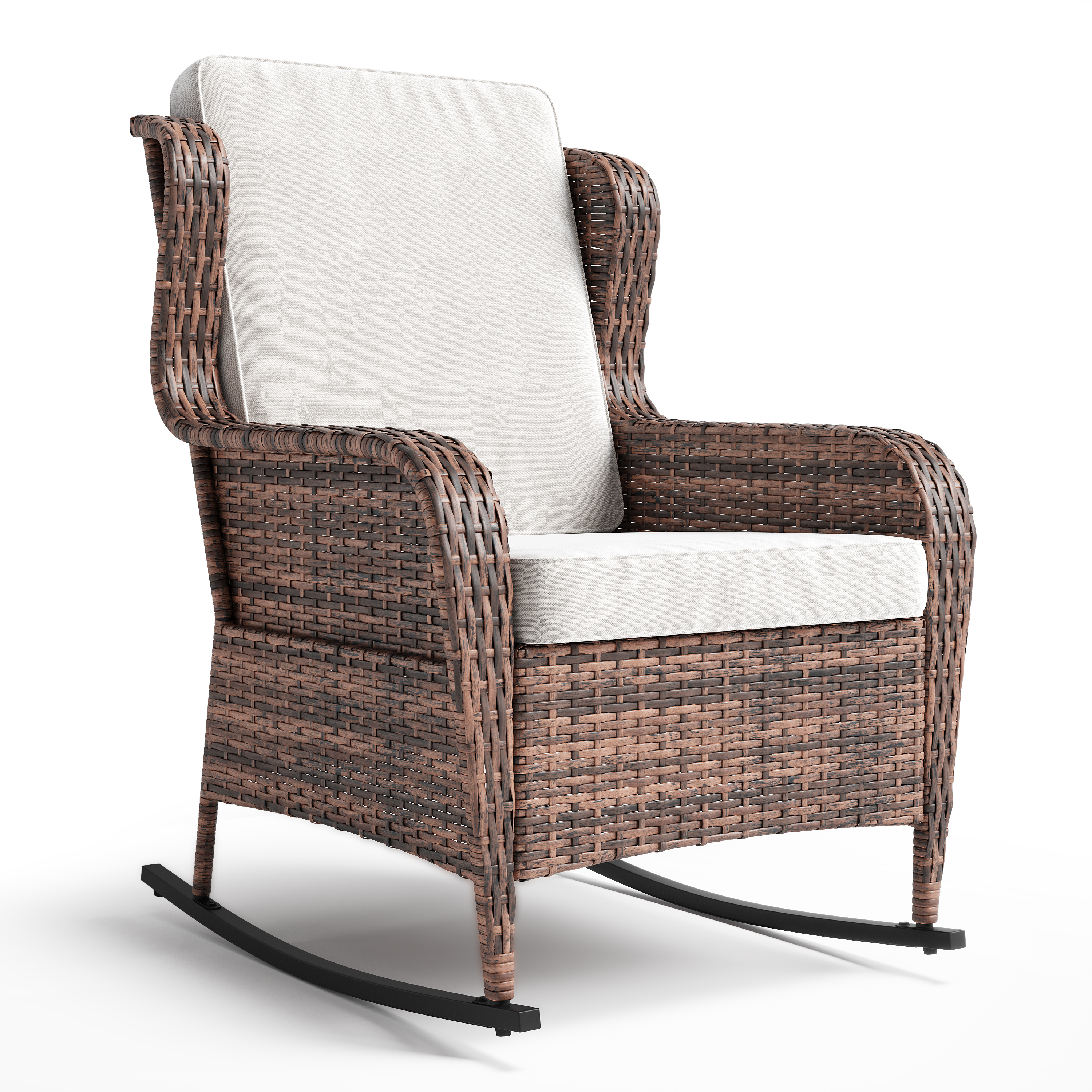 1 Piece Wicker Rocking Chair W/Cushion Outdoor Patio Rattan Furniture Rocker