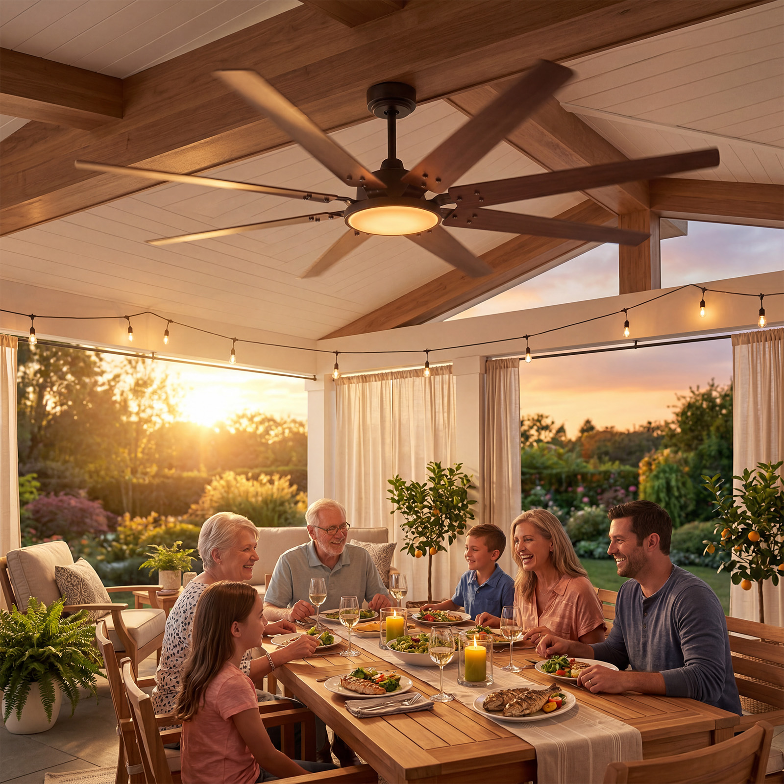 72″ Ceiling Fan with Light Remote, Smart DC Motor, Alexa Control, Indoor/Outdoor