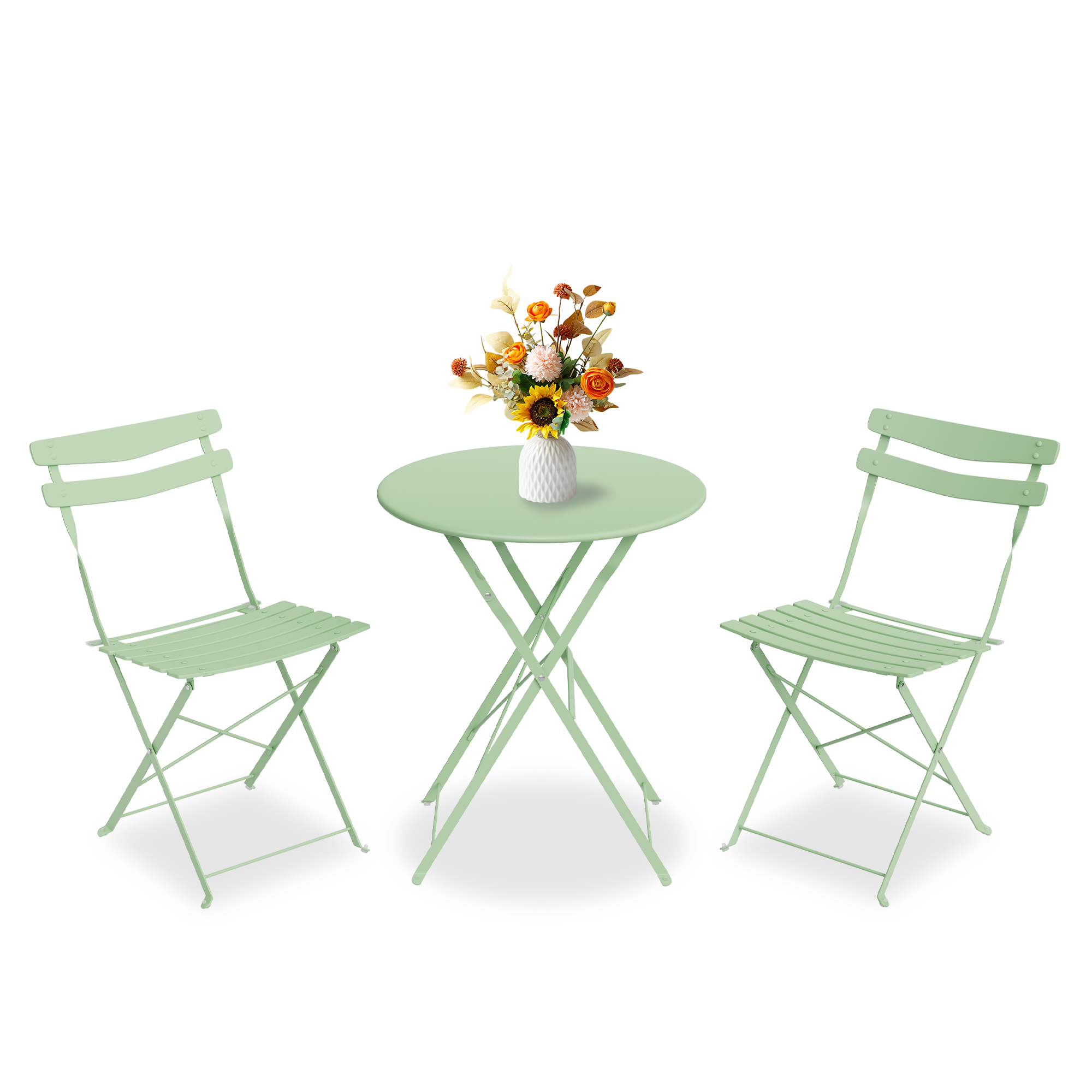 Folding 3-Piece Patio Bistro Set Outdoor Garden Furniture for Balcony