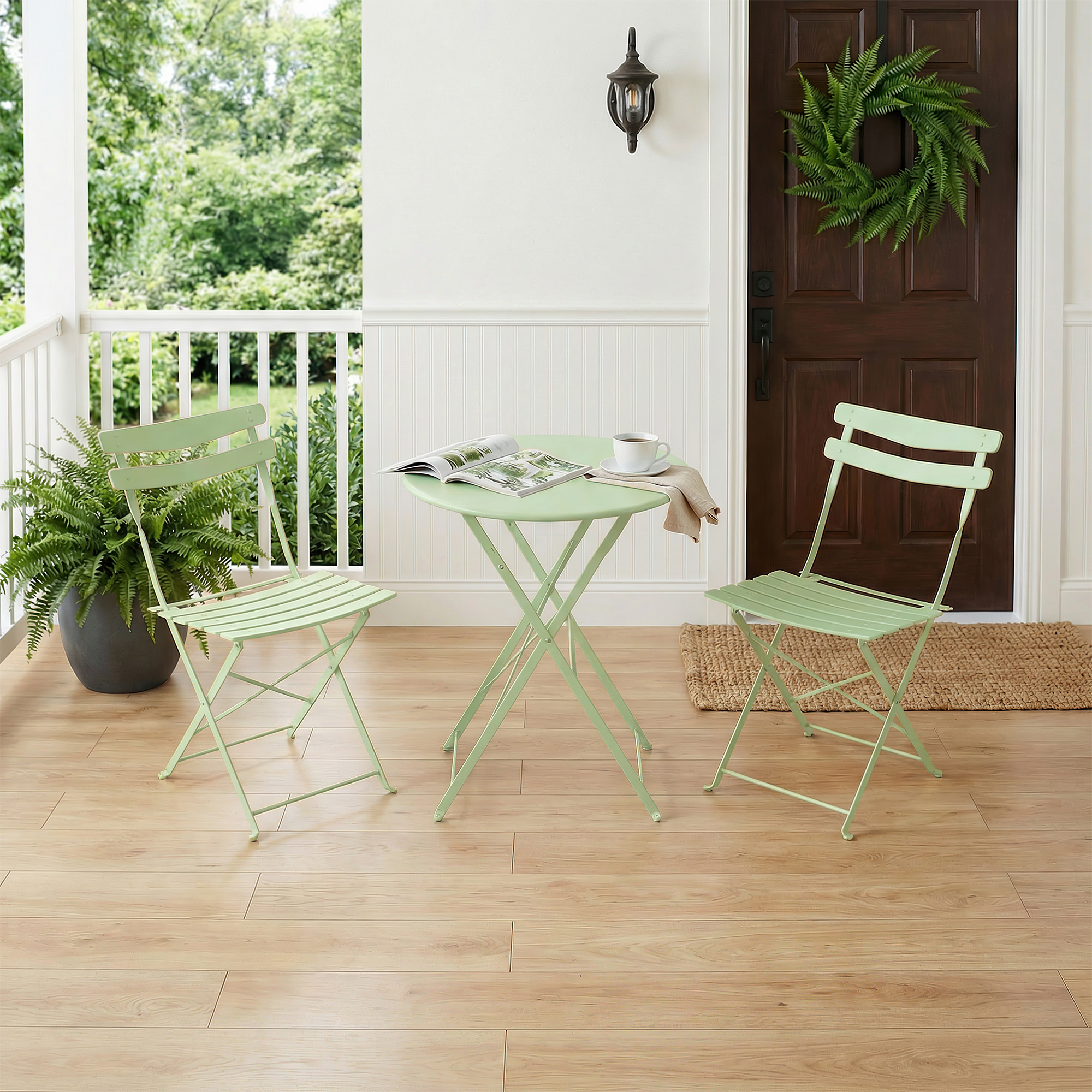 3-Pieces Folding Bistro Set, Patio Furniture Set, Outdoor Table and Chairs US