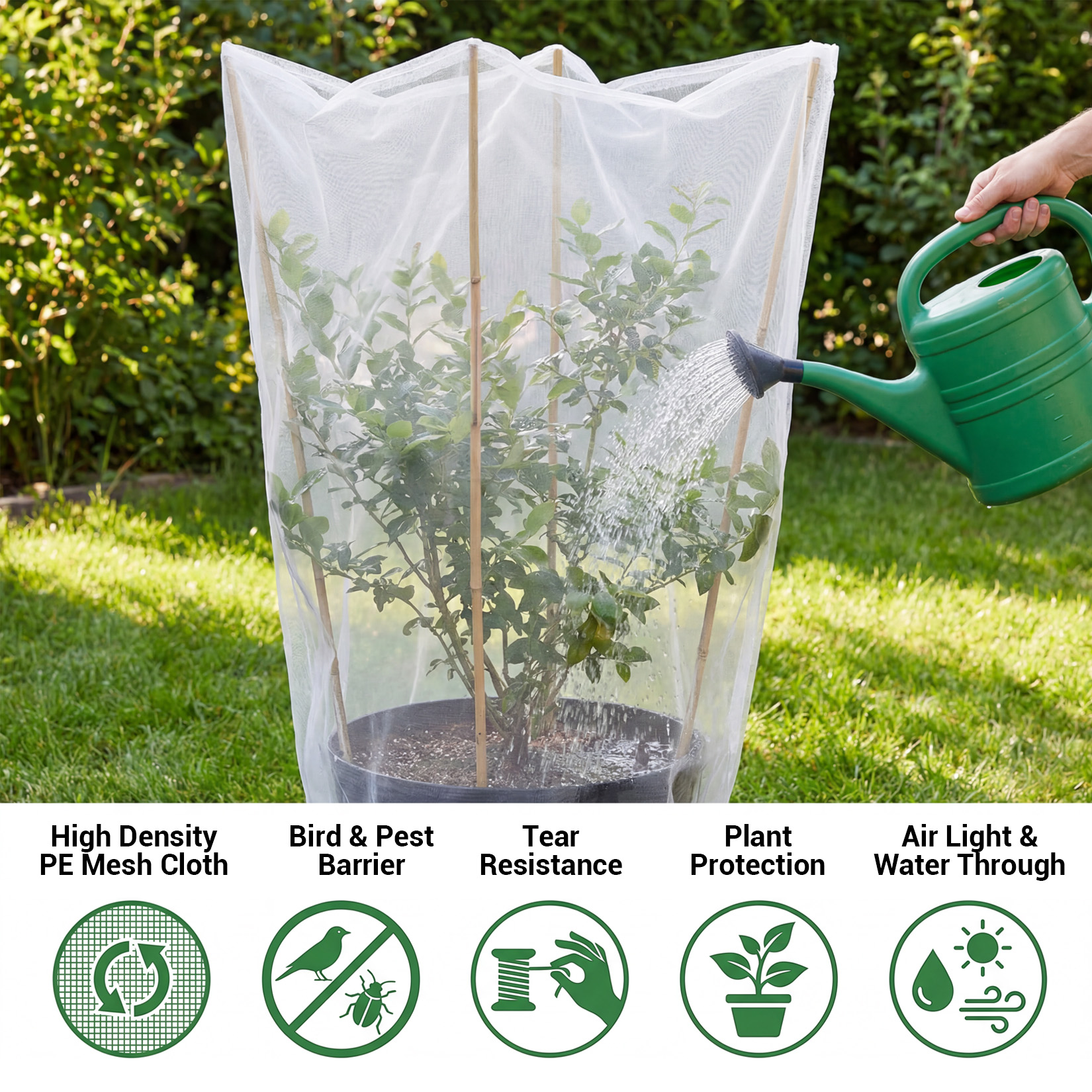Foldable reusable plant protection mesh bags for compact storage