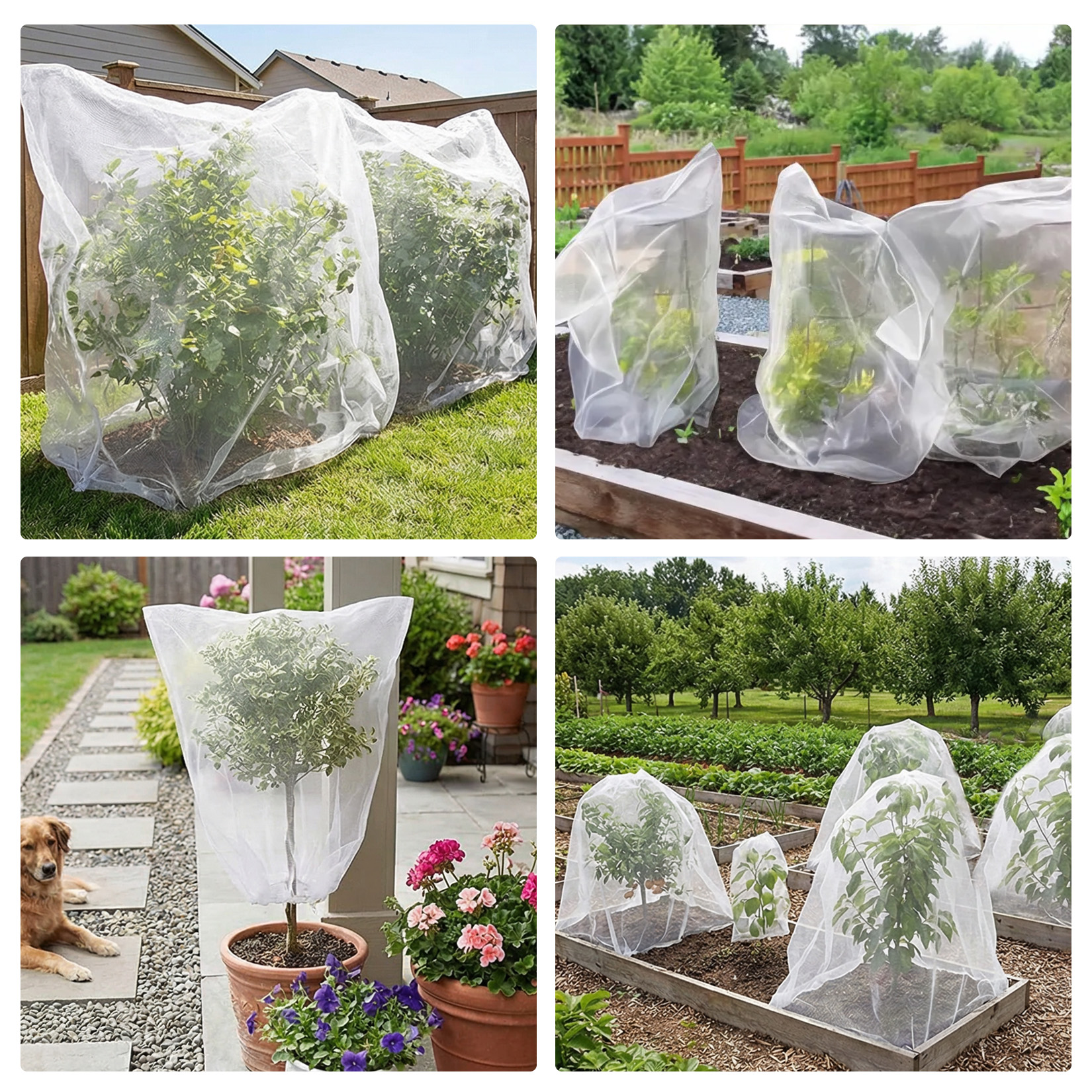 Breathable garden mesh allows sunlight air and water to reach plants