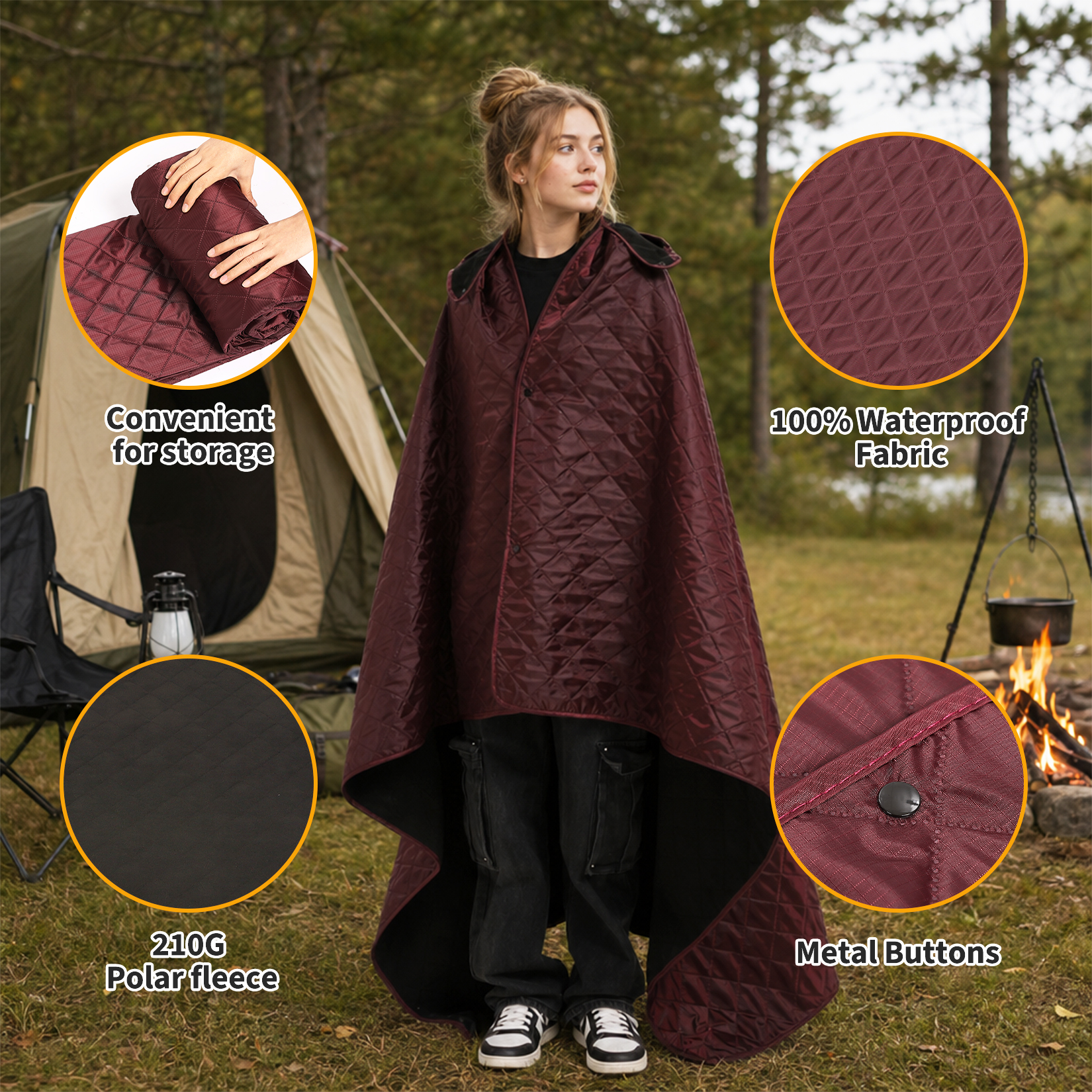 Dual Layer Waterproof Polyester Backing and Thermal Polar Fleece Inner Core