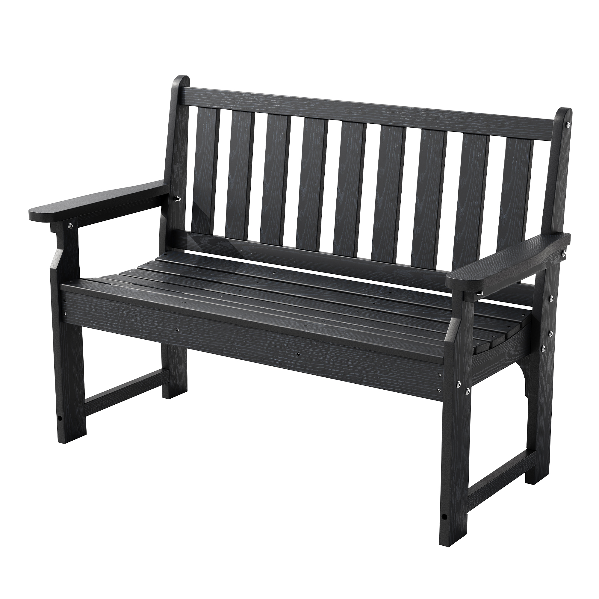 45 Inch HDPE Outdoor Bench for 2, 800 lb Capacity, All-Weather Patio Seating
