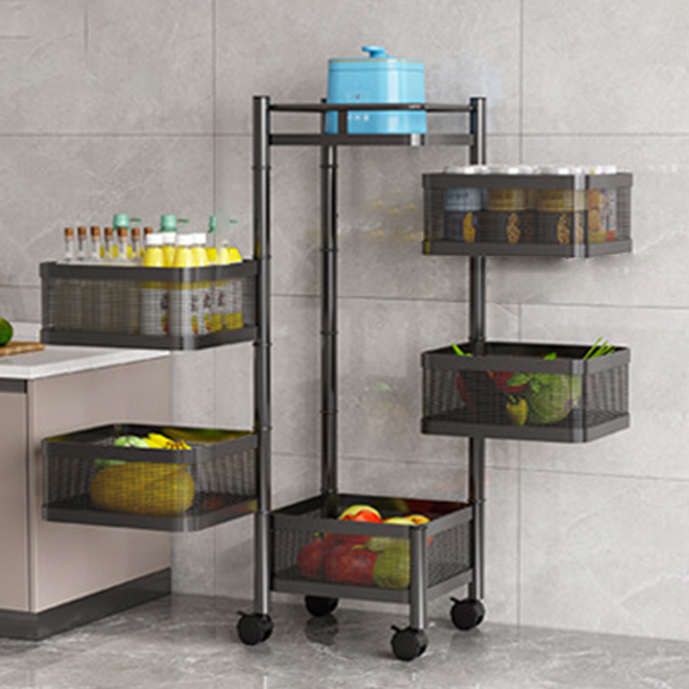 Carro de cocina giratorio 5 capas negro