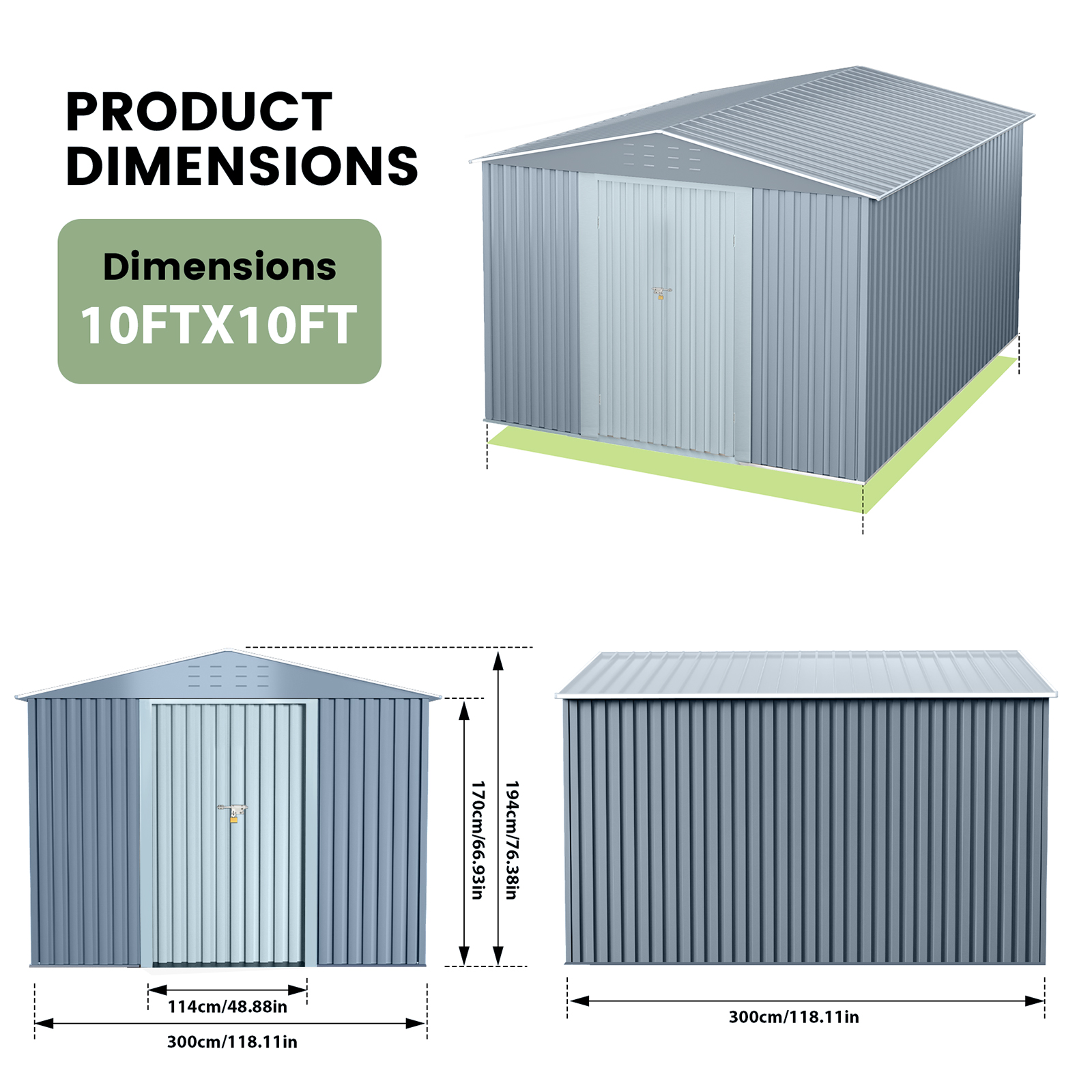 Labeled assembly components for Garvee 10 x 12 ft metal shed