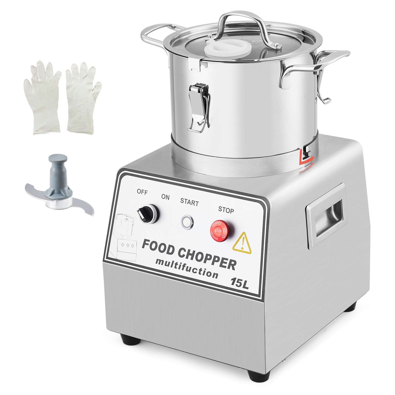 16QT Commercial Food Processor 1400W Meat Veggie Chopper Stainless Steel S-Blade