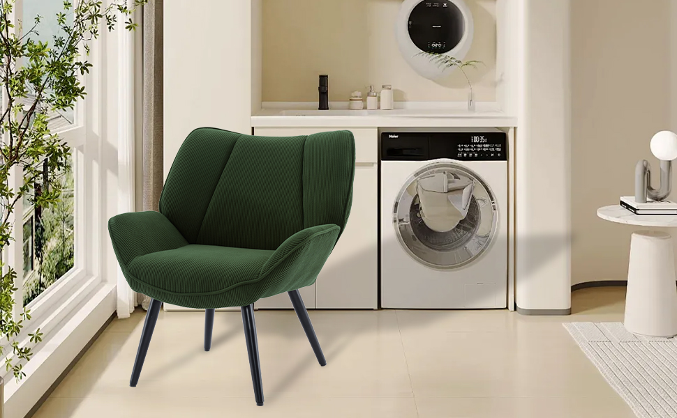 GARVEE Sessel aus Cord Grün – Funktionsliegesessel für Wohnzimmer Schlafzimmer Büro Flur