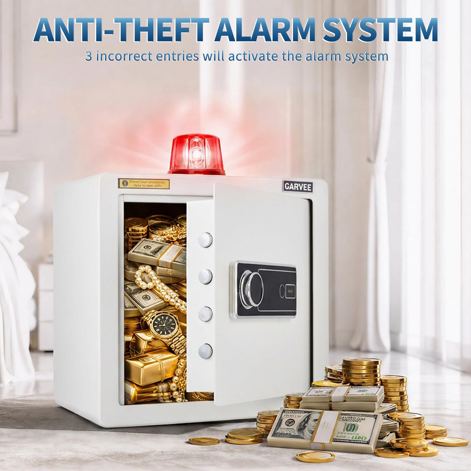 Biometric Fingerprint Safe - One-Touch Fingerprint Access, 10-Digit Keypad