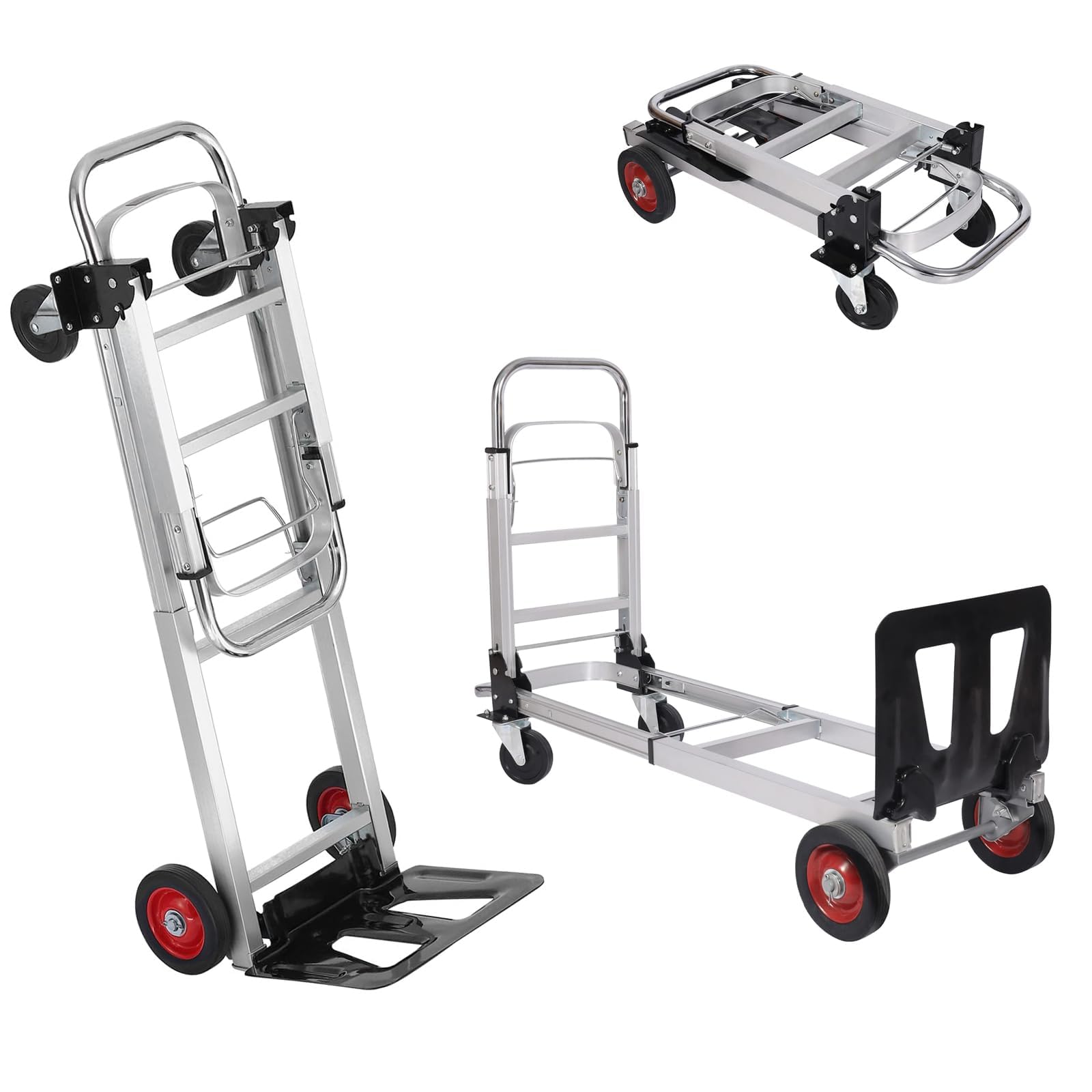 2/3in1 Convertible Aluminum Hand Truck Platform Dolly for Material Moving