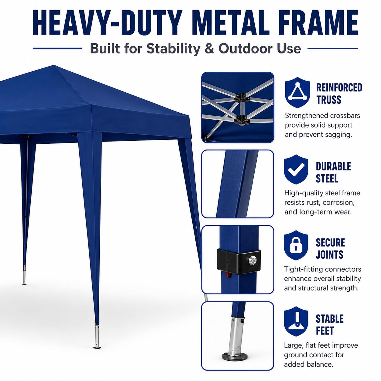 Slant-leg steel canopy frame