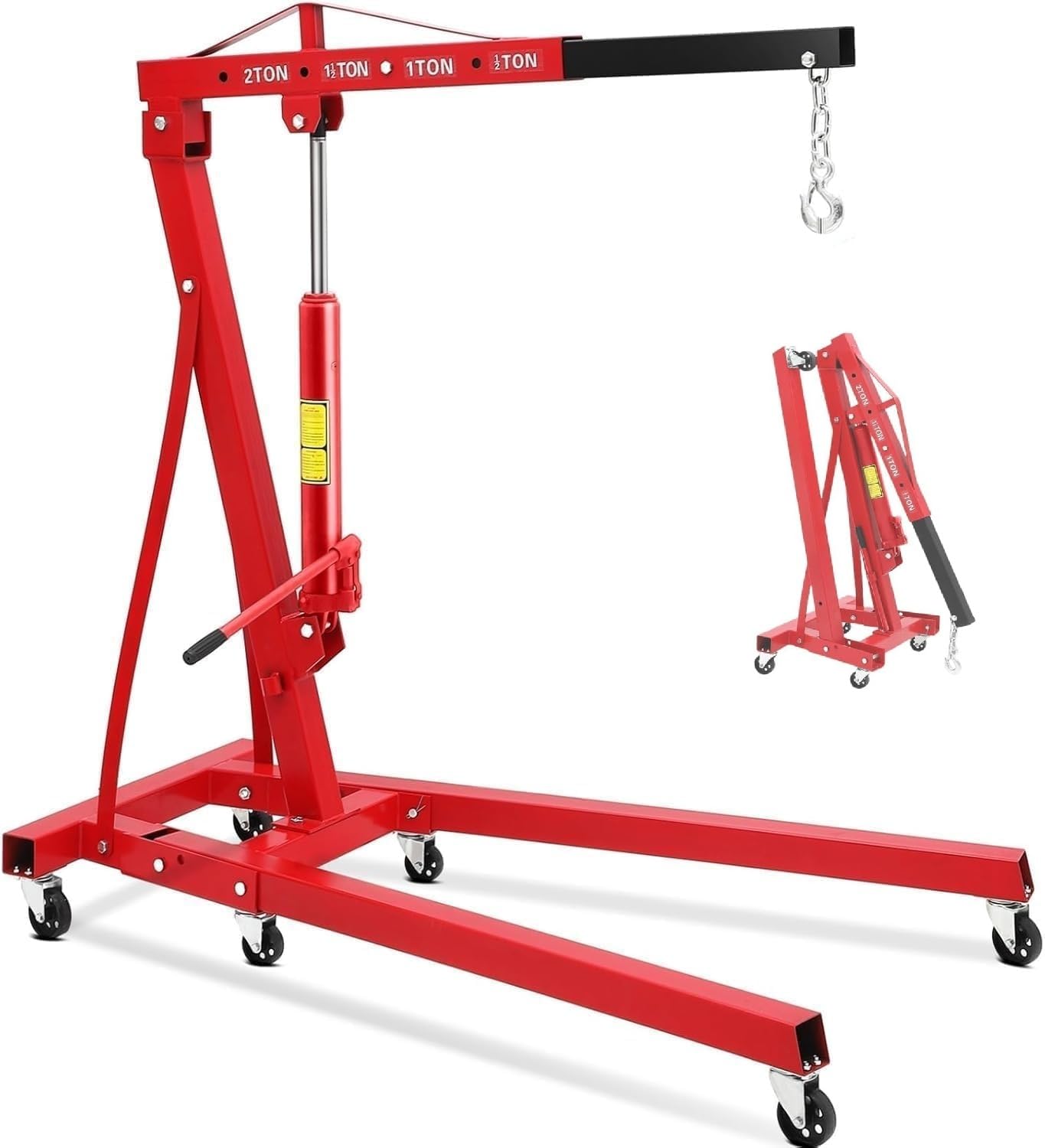 2 Ton Hydraulic Engine Hoist Cherry Picker 4400LBS Foldable Engine Lift Hoist