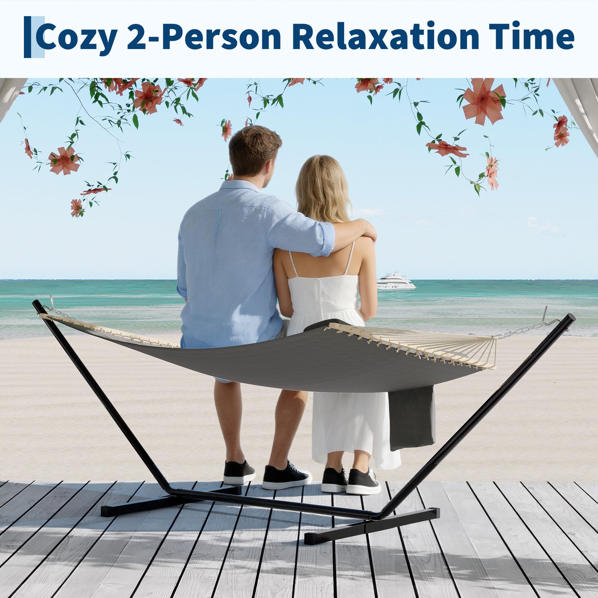 2 Person Double Camping Hammock Chair Bed Outdoor Hanging Swing Sleeping Garden