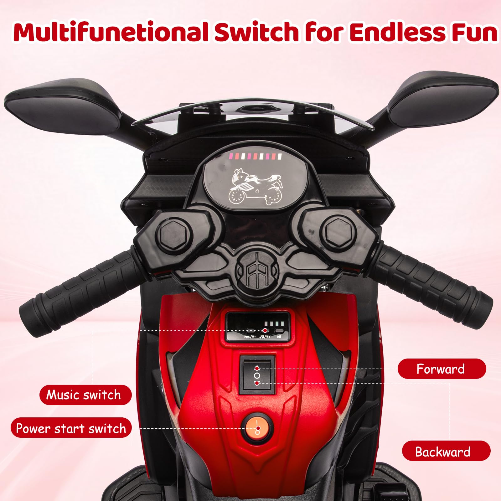 6V Battery Kids Ride-On Motorcycle Powered Dirt Bike w/Training Wheels