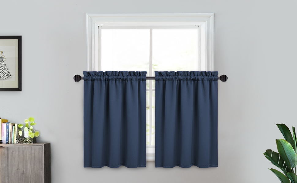 Garvee Cortinas Opacas 2 Piezas Cortas con Bolsillo para Barra para Cocina y Baño, 70% Bloqueo de Luz, Material Duradero, Fácil Montaje, Color Variado