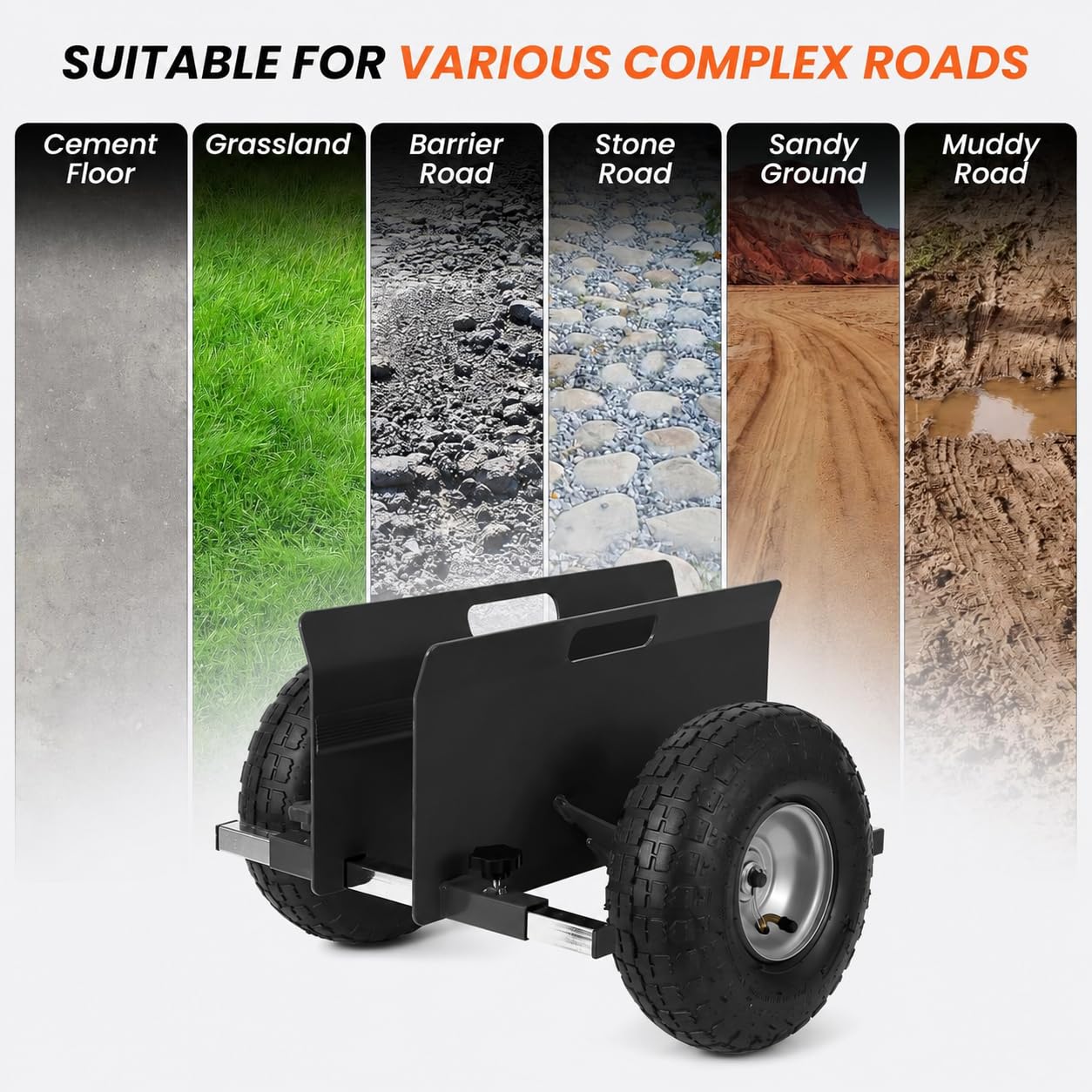 Heavy Duty Panel Dolly - 600 lbs Capacity - Adjustable Clamp - 10" Rubber Tires