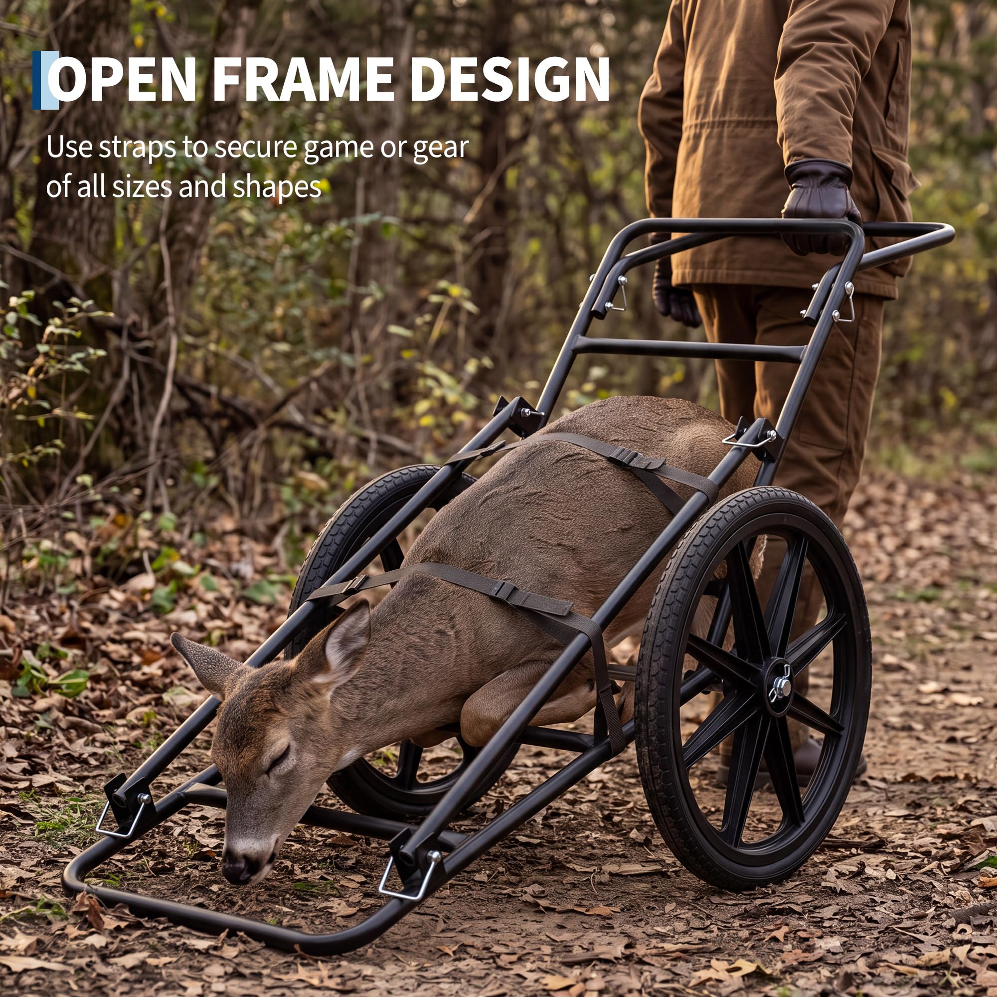 500 LBS Capacity Heavy Duty Foldable Deer Game Cart - Model PSS_347DWKTW Hero View