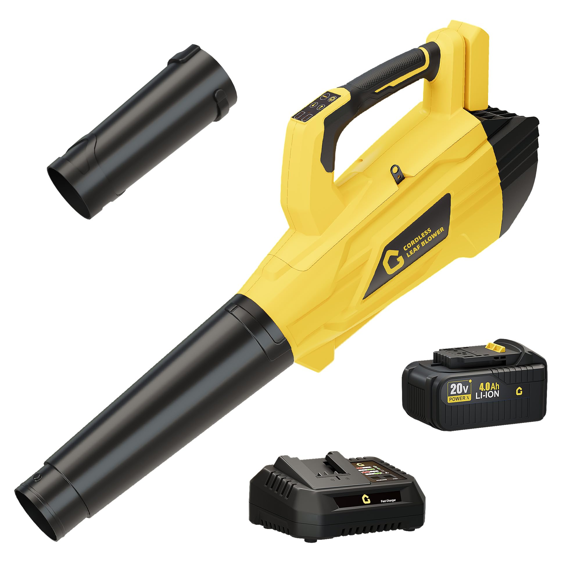 Cordless Leaf Blower 750CFM 250MPH 20V Brushless 4.0Ah Battery Charger for Lawn