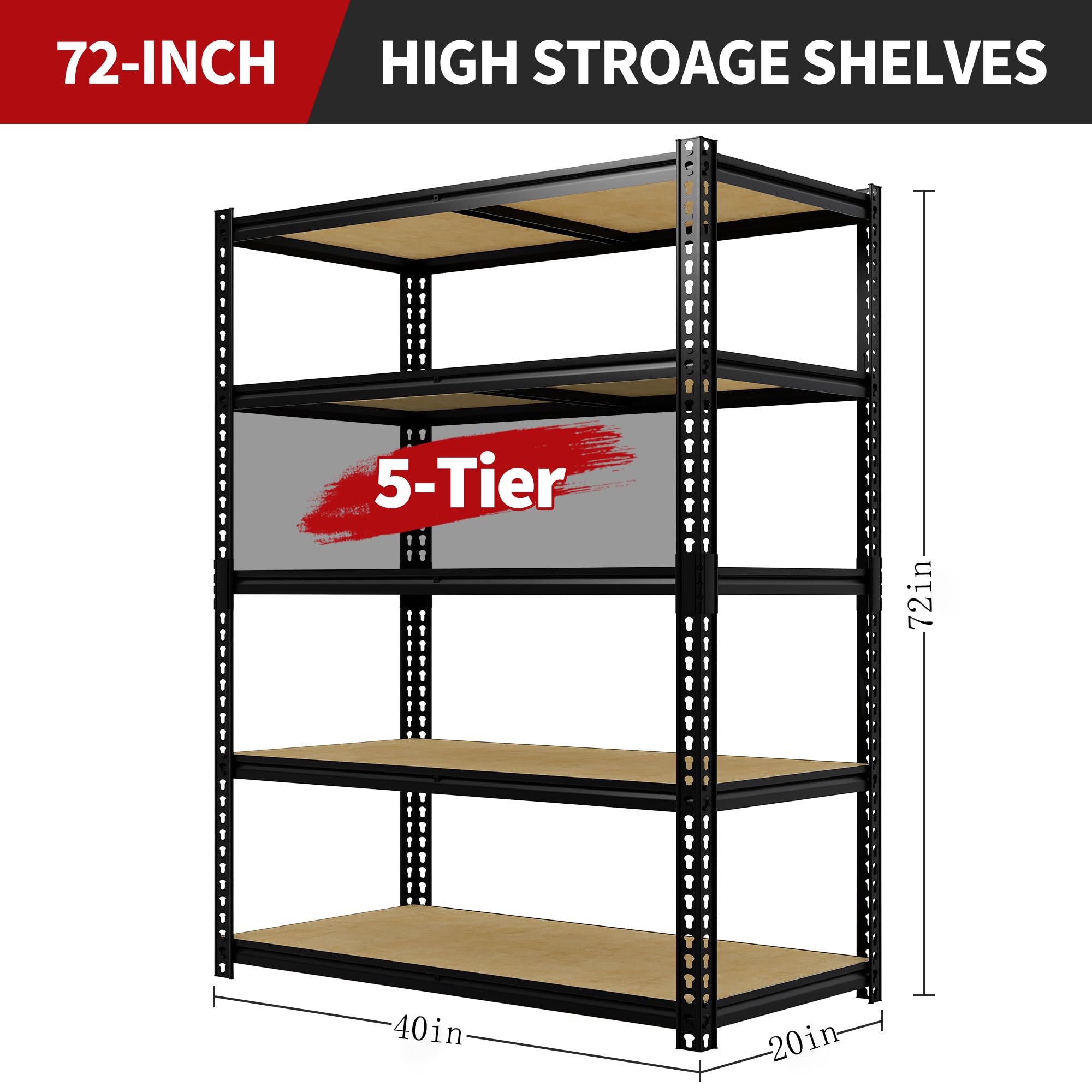 Heavy Duty 4/5-Tier Garage Storage Shelves Metal Shelving Unit Adjustable Shelf