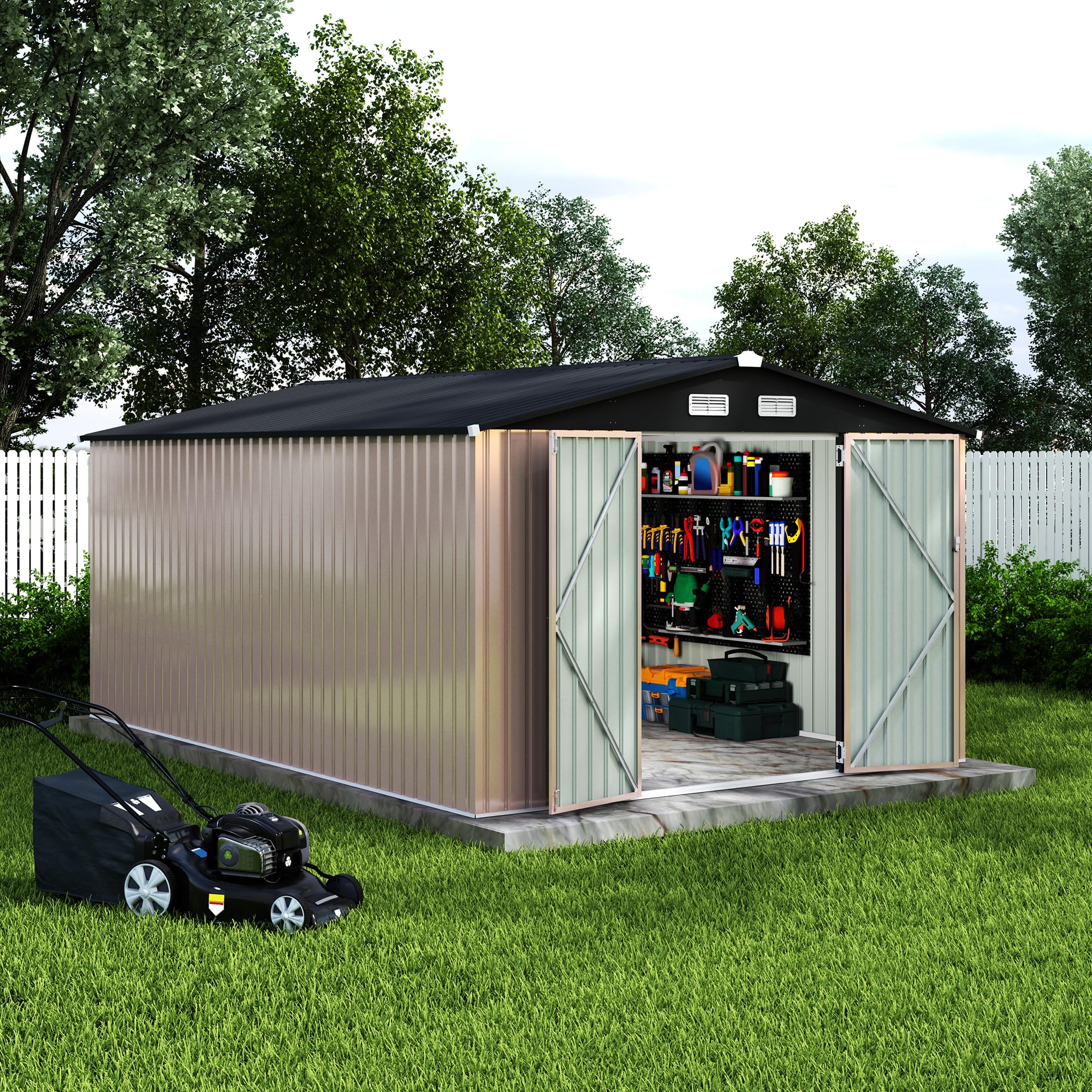Garvee 10 by 14 foot metal outdoor storage shed