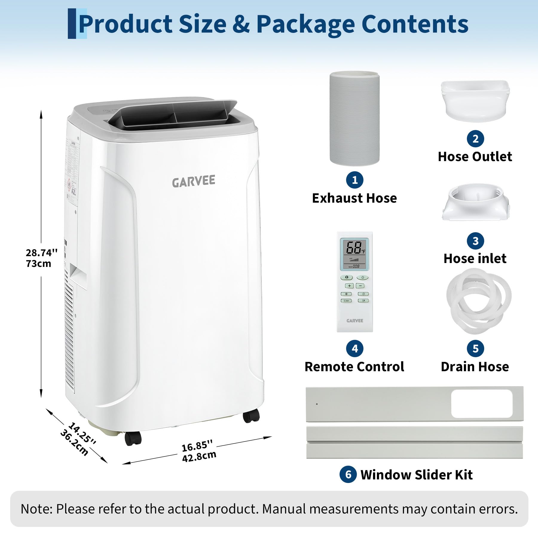 12,000 BTU Portable Air Conditioner 3 Modes with Remote Control –LED Touch Panel