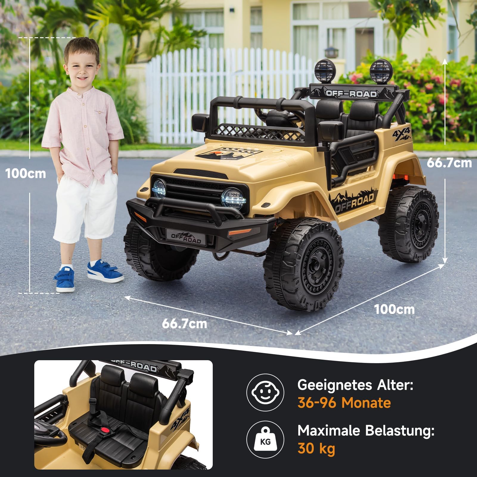 Buggy elettrico bambini con guida manuale e telecomando