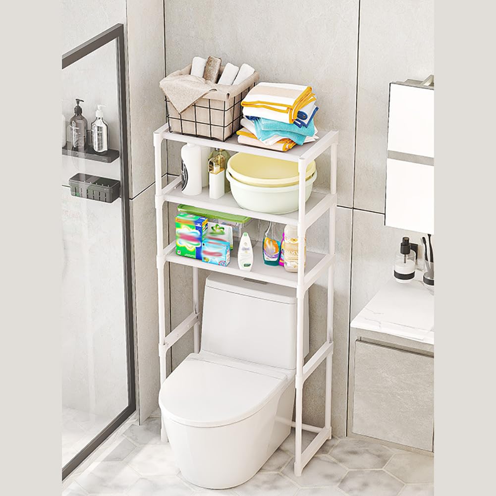 Freestanding Over toilet Storage Rack, Carbon Steel, No Drill Bathroom Organizer