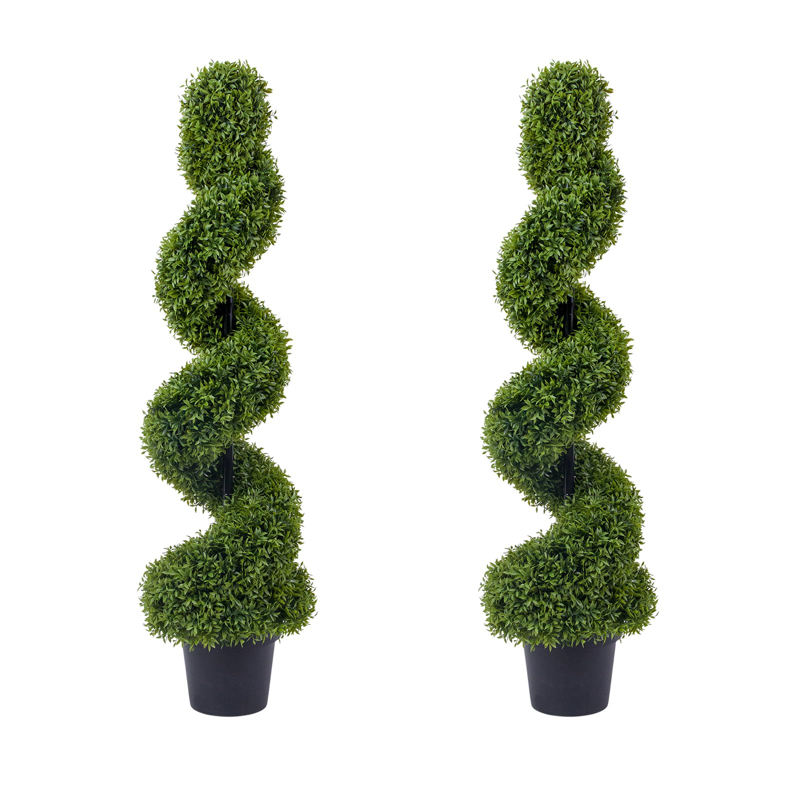 Set of 2 Artificial Spiral Cypress Topiary Plants Decorative Shrubs for Garden