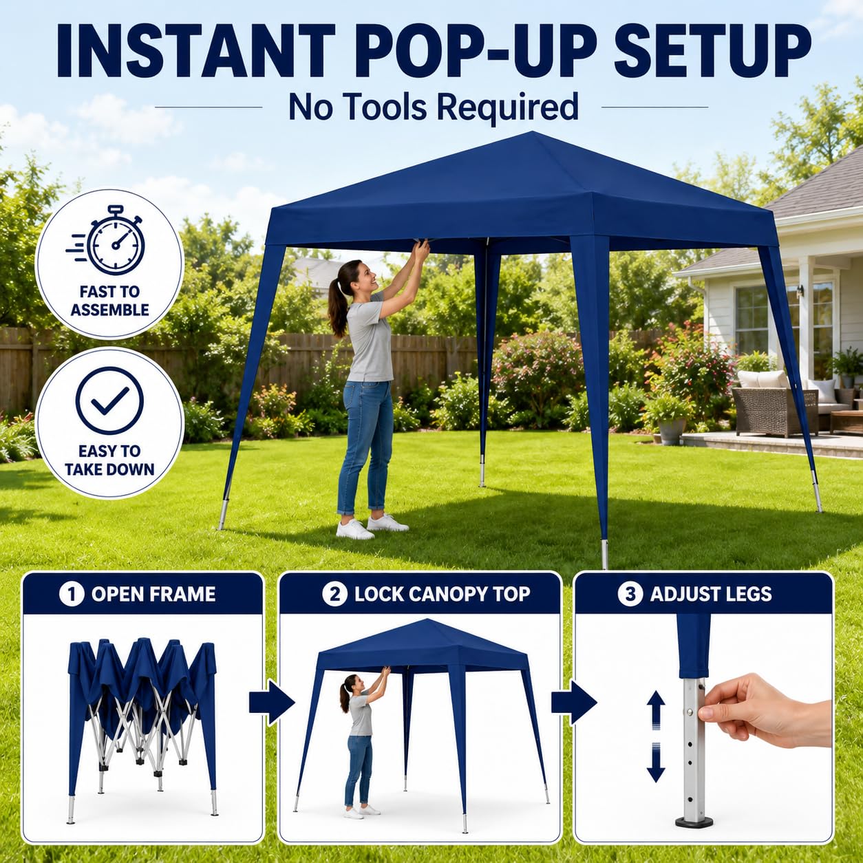 Push-button adjustable canopy height