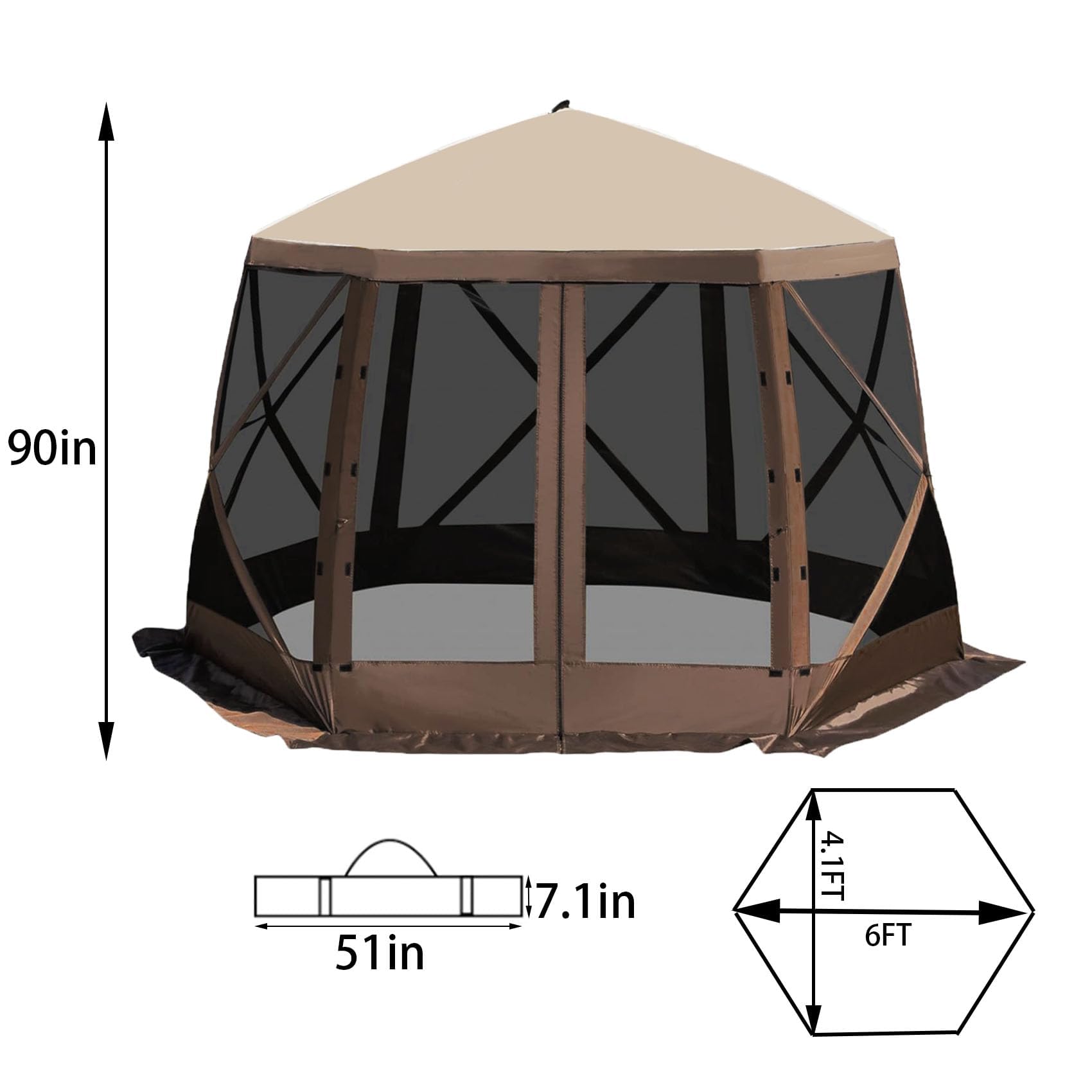 Screen gazebo with fine mesh walls and zipper entrance