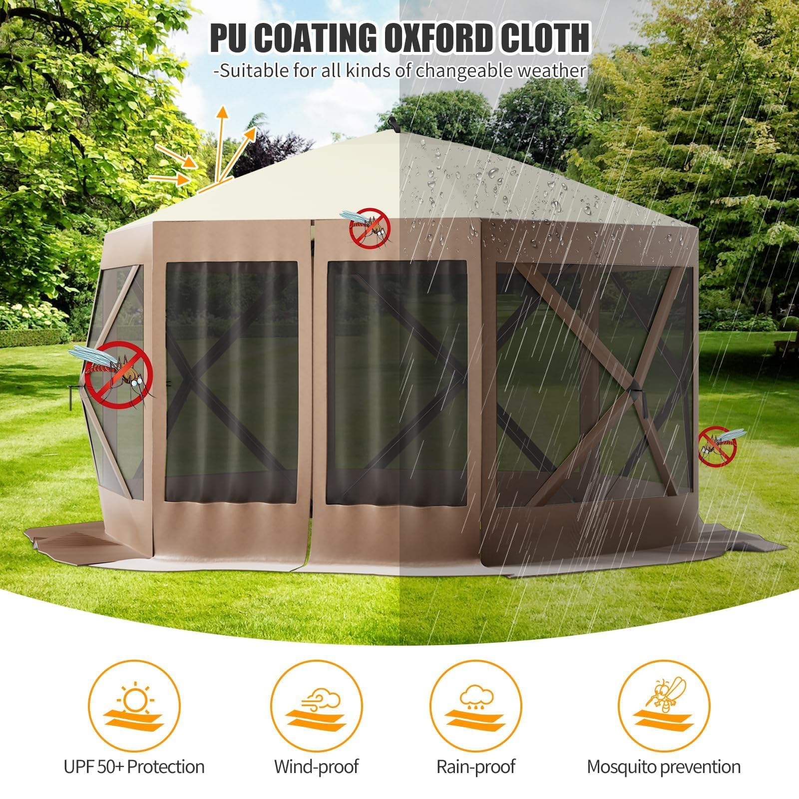 Heavy-duty 600D Oxford fabric gazebo canopy