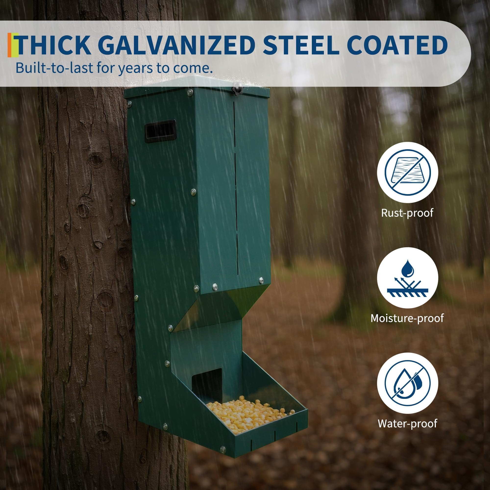 Forest Green Powder Coated Weatherproof Galvanized Steel Construction