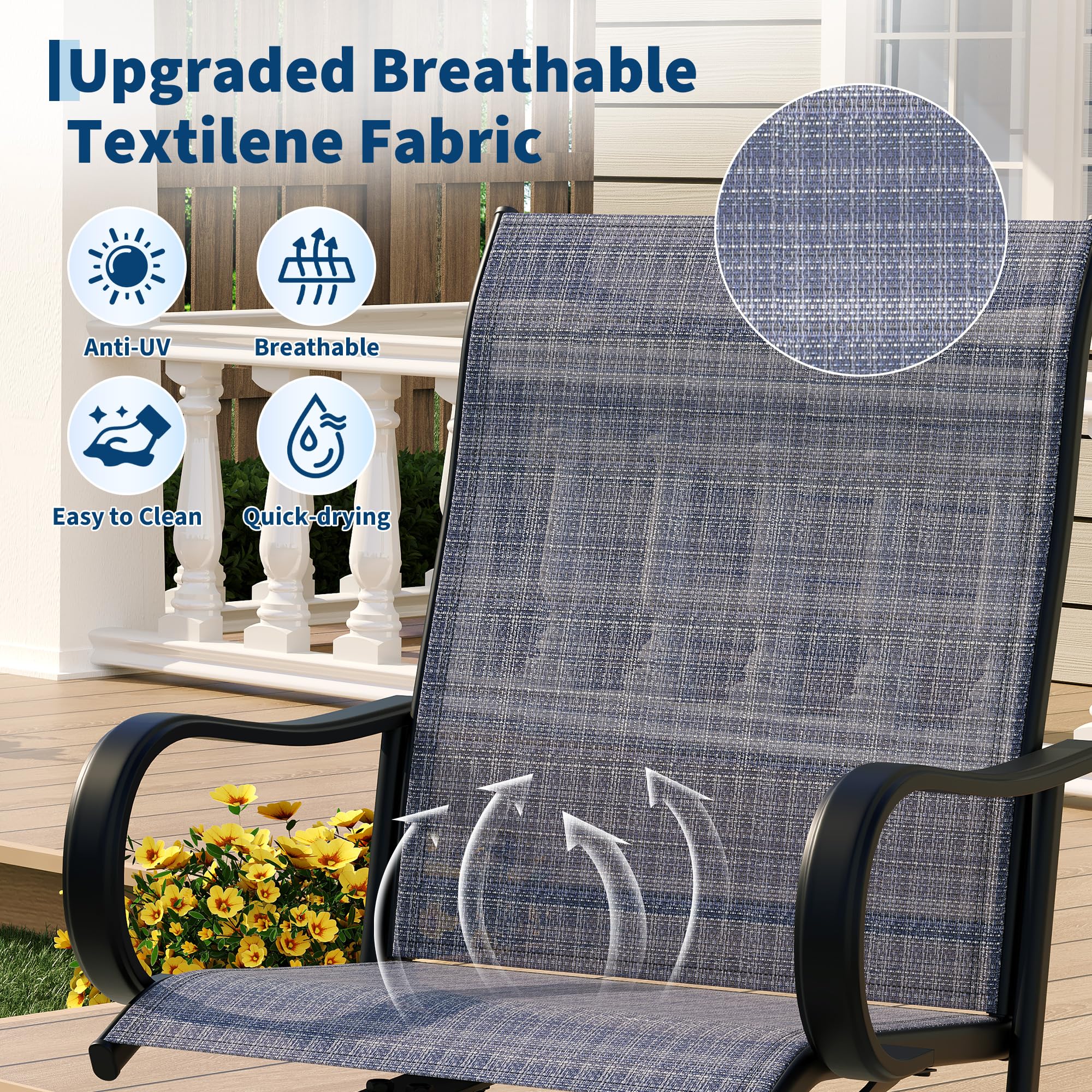 Rust-resistant steel frame patio swivel chair
