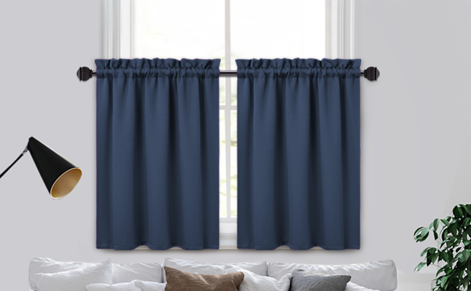 Garvee Cortinas Opacas 2 Piezas Cortas con Bolsillo para Barra para Cocina y Baño, 70% Bloqueo de Luz, Material Duradero, Fácil Montaje, Color Variado