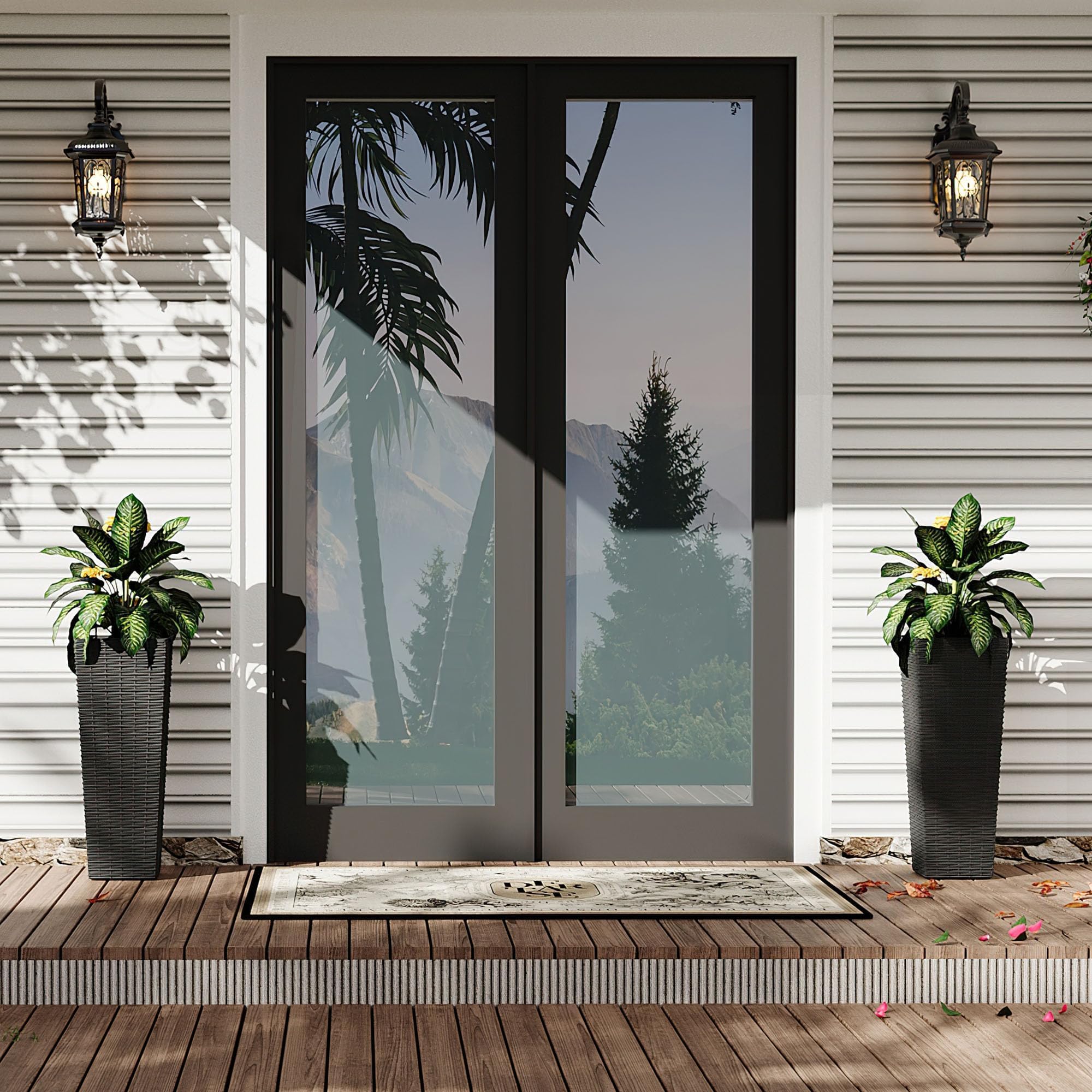 Weather-resistant woven synthetic rattan planter