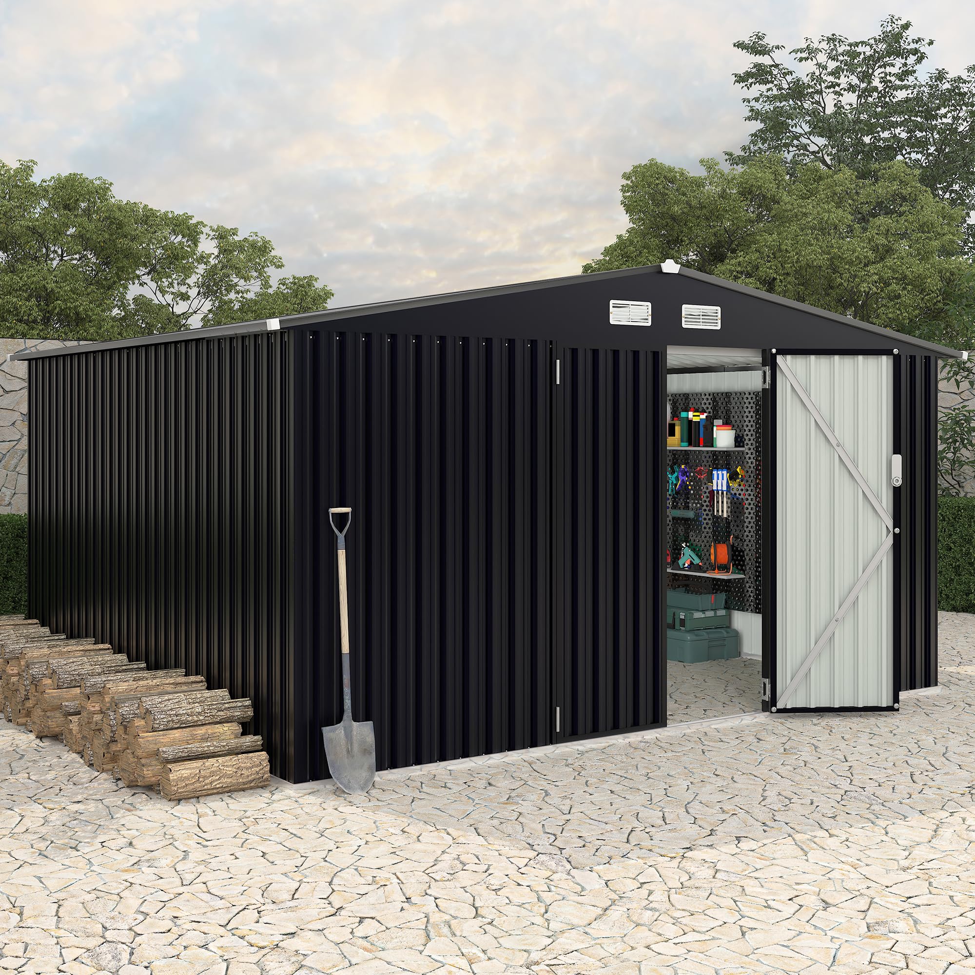 Garvee 8 x 10 ft galvanized steel outdoor storage shed