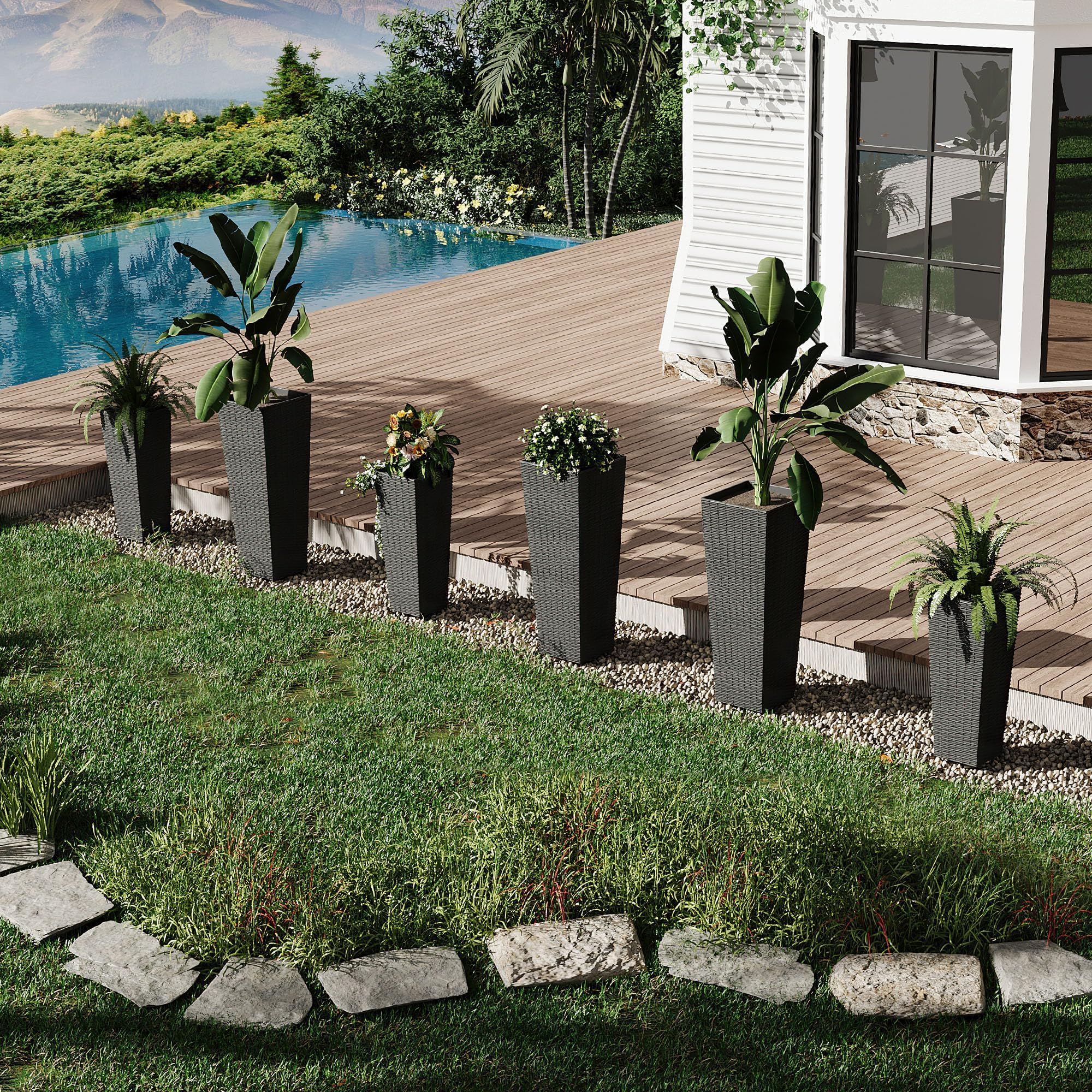 Tall planter with removable lightweight inner bucket