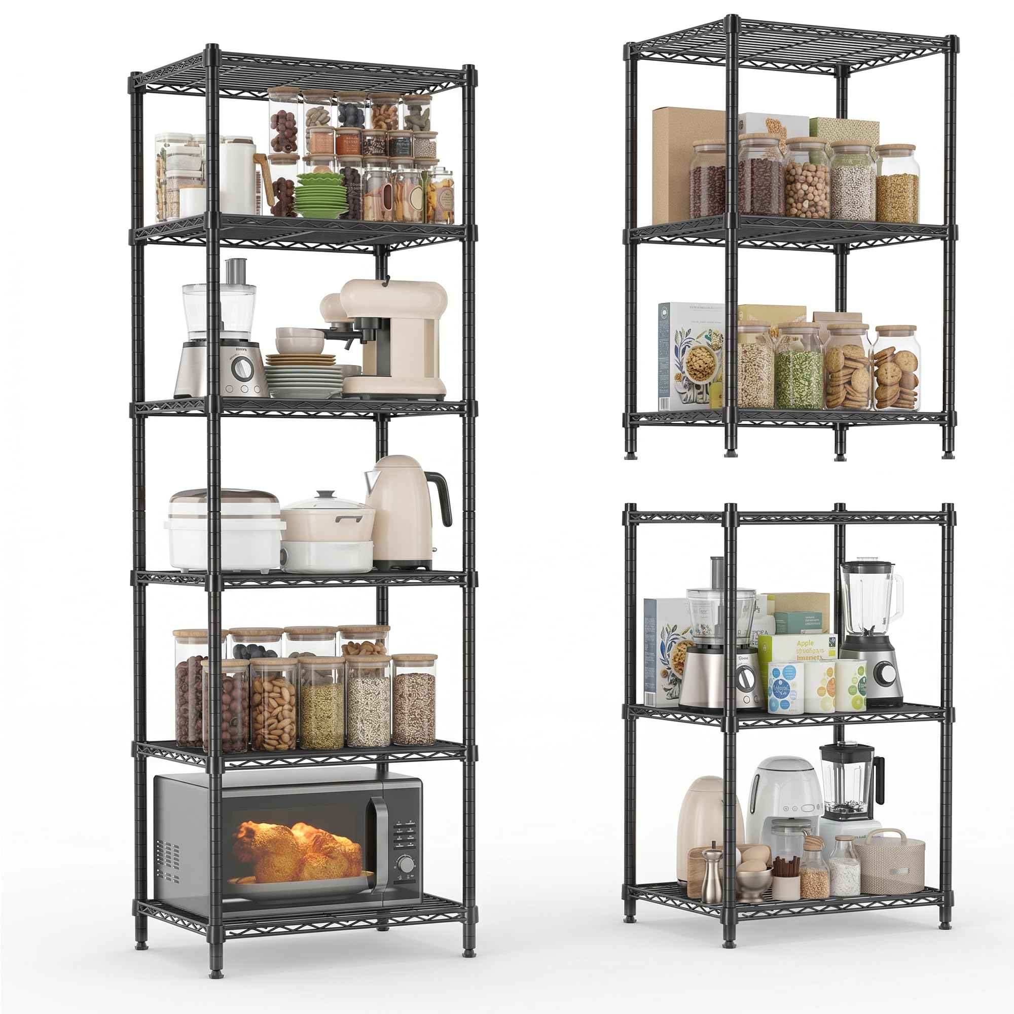 1200 lb Heavy Duty Wire Shelving Unit,6-Tier 73.2" Adjustable Steel Storage Rack
