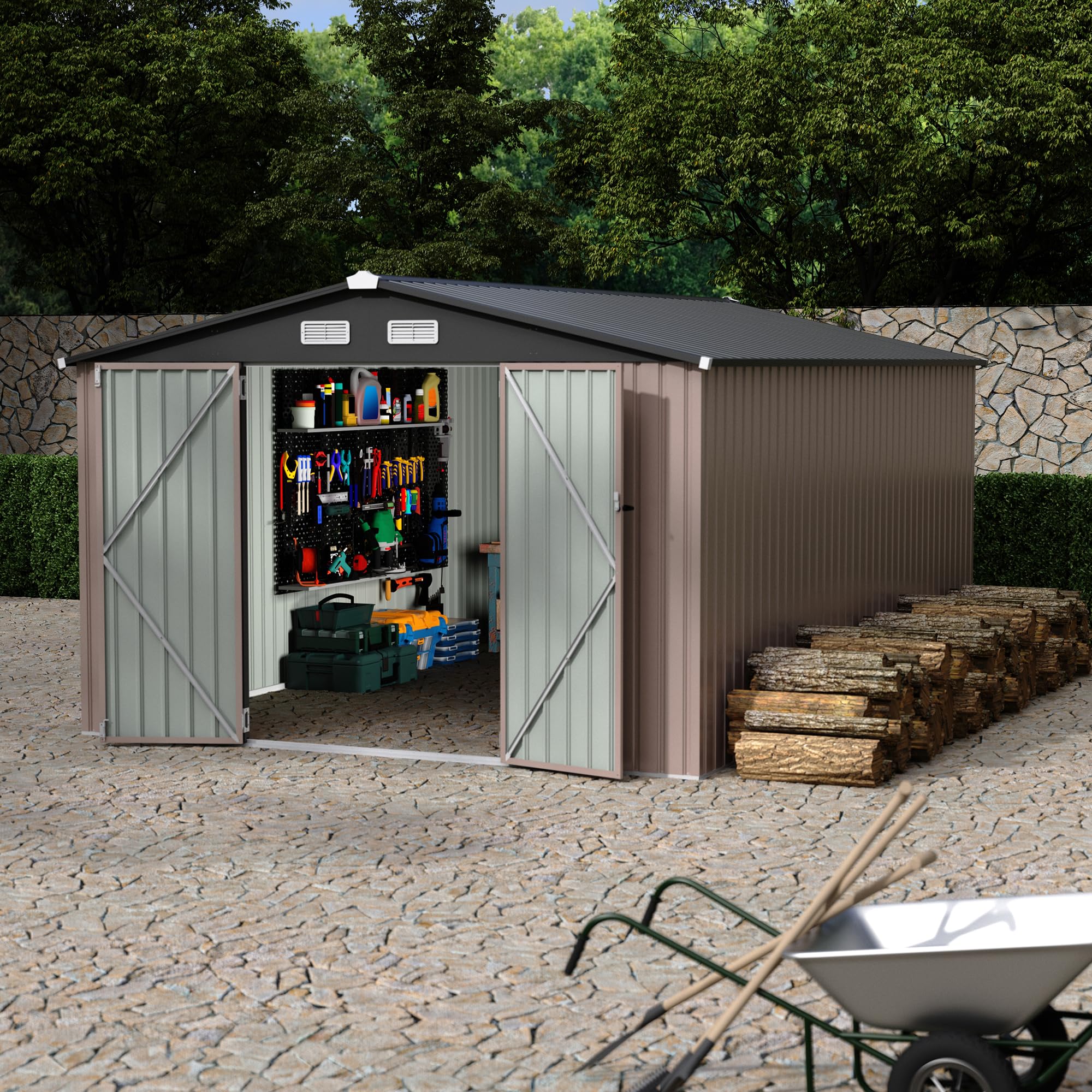 Metal garden shed dimensions and storage capacity